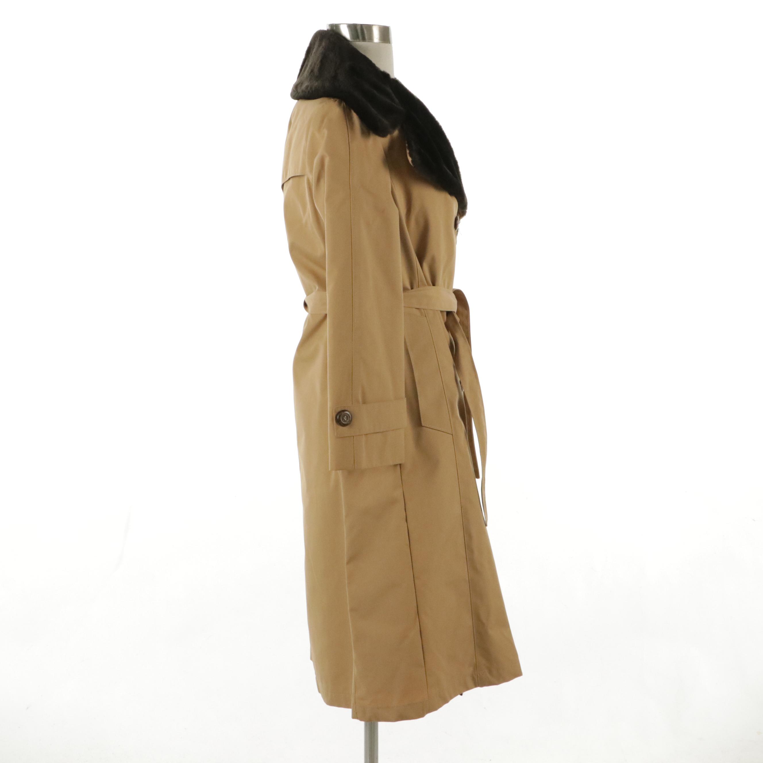Sears Vintage Faux-Fur Lined Double-Breasted Trench Coat
