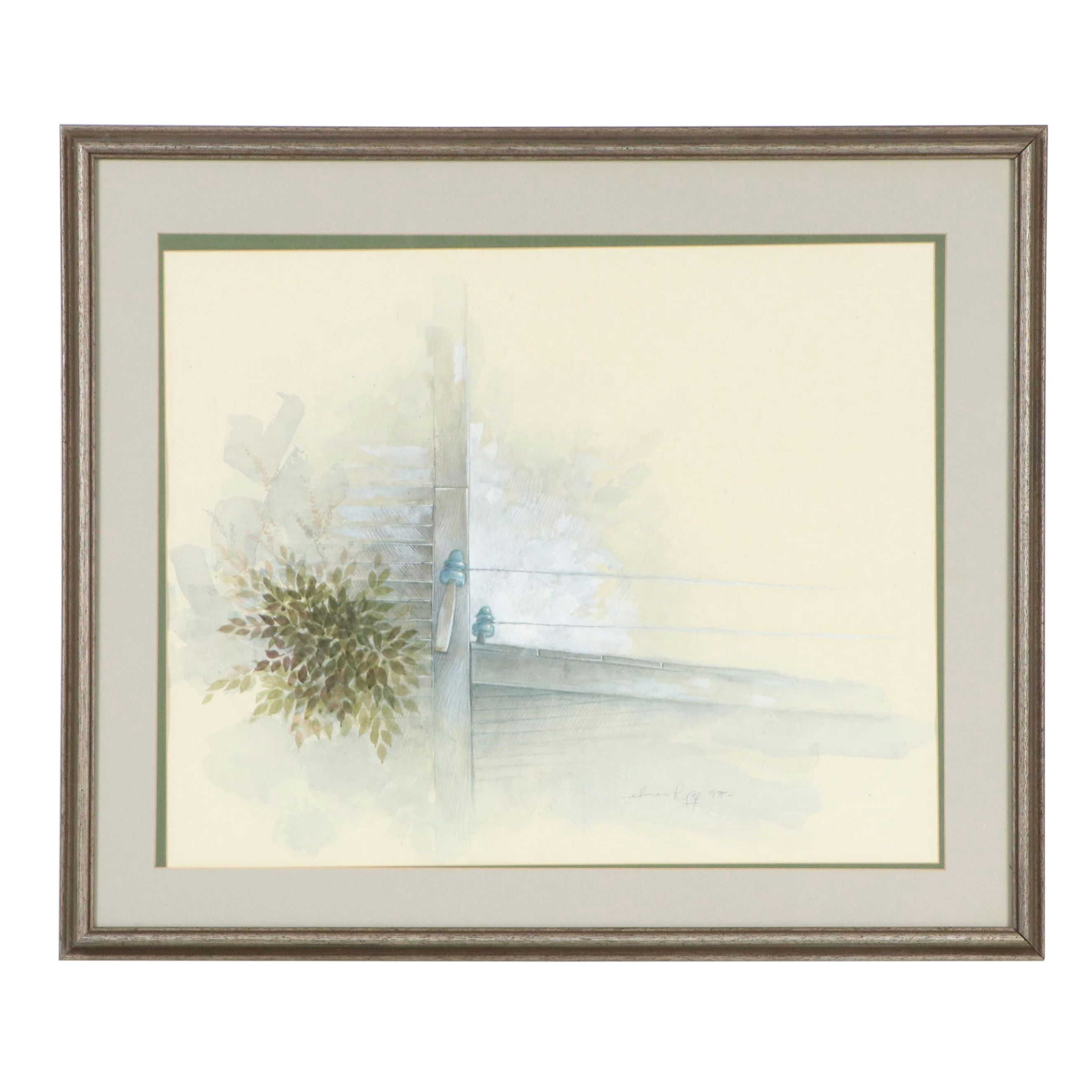 Elmer Rupp Watercolor Painting of Building Exterior, 1975