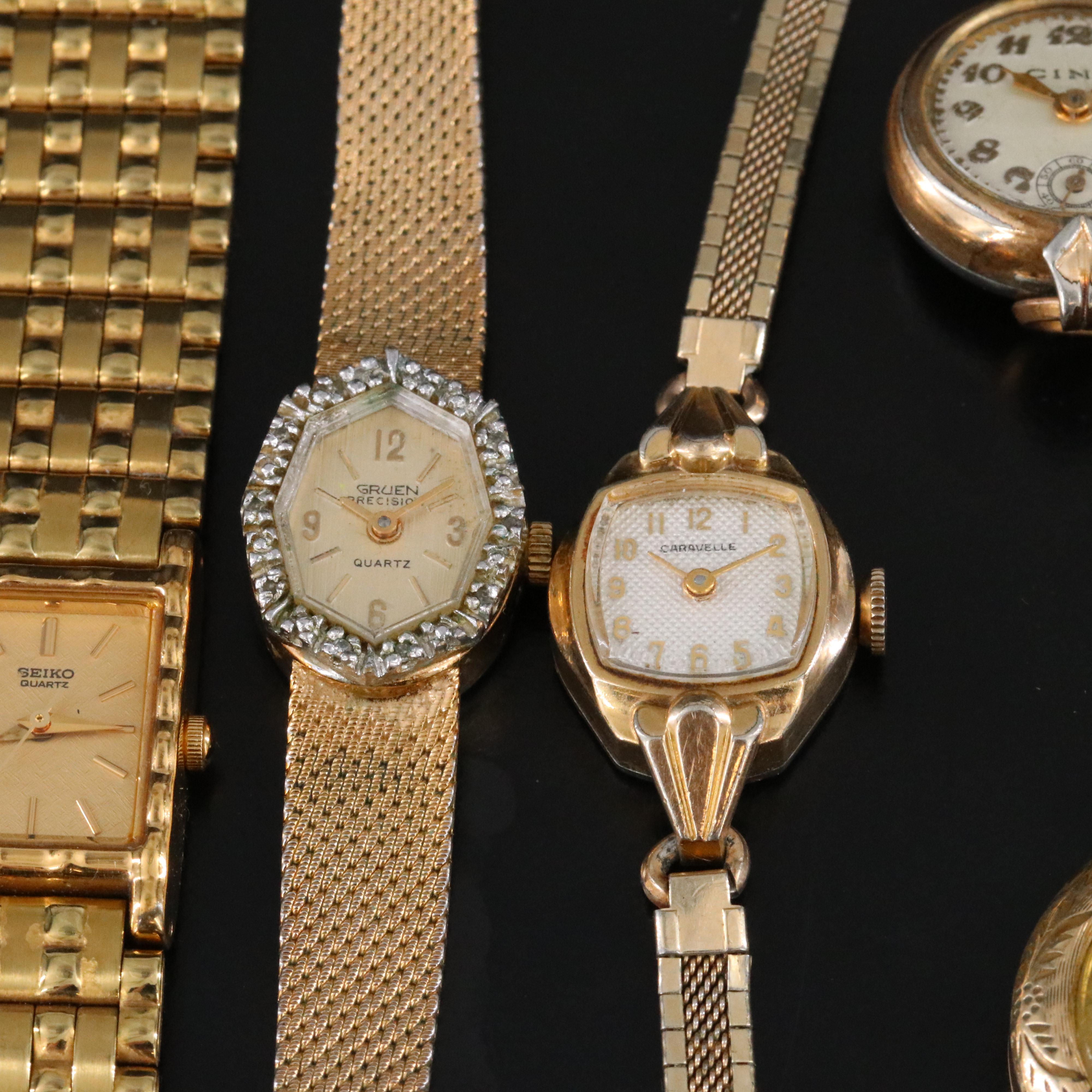 Collection of Vintage Stem Wind and Quartz Dress Watches