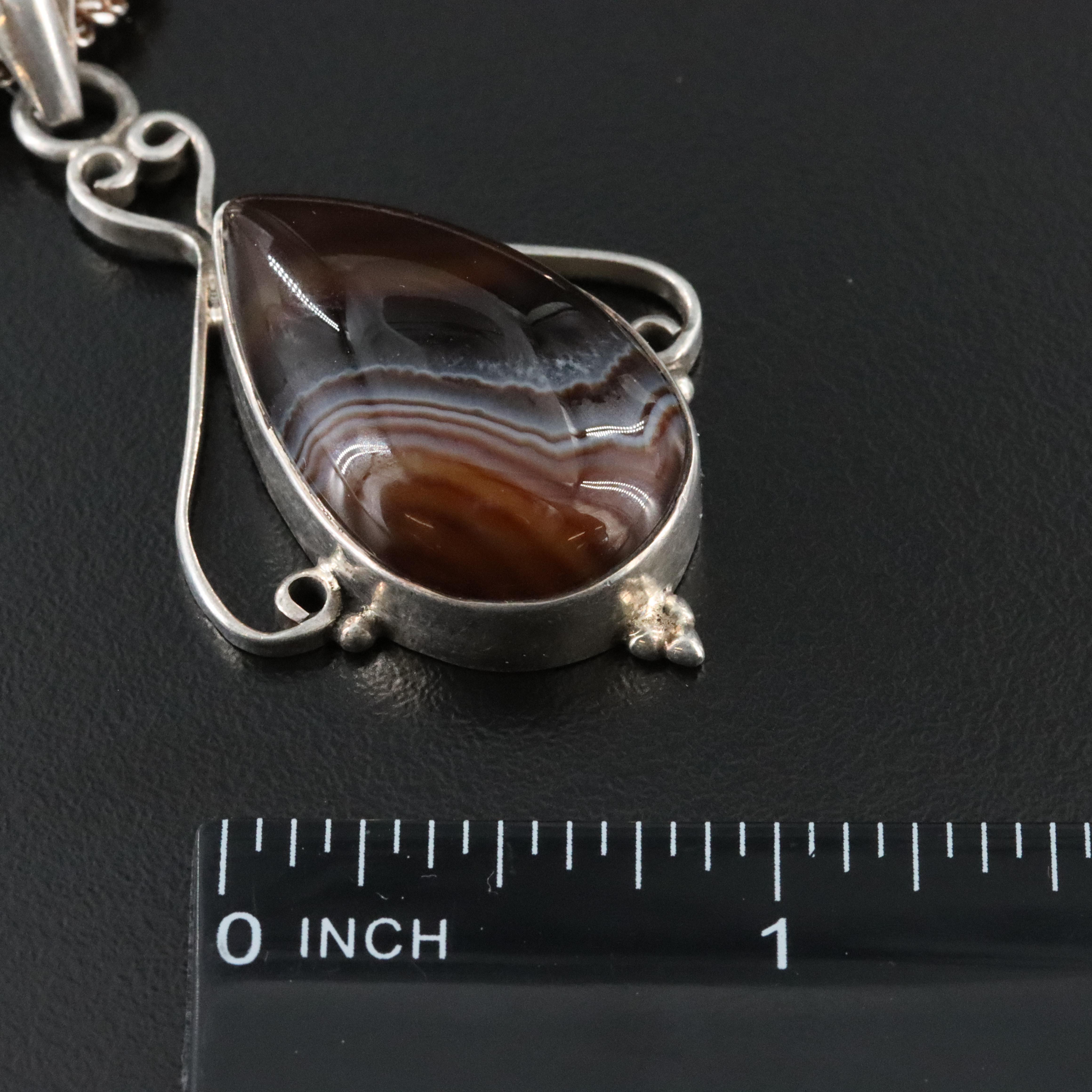 Sterling Agate Pendant Necklace