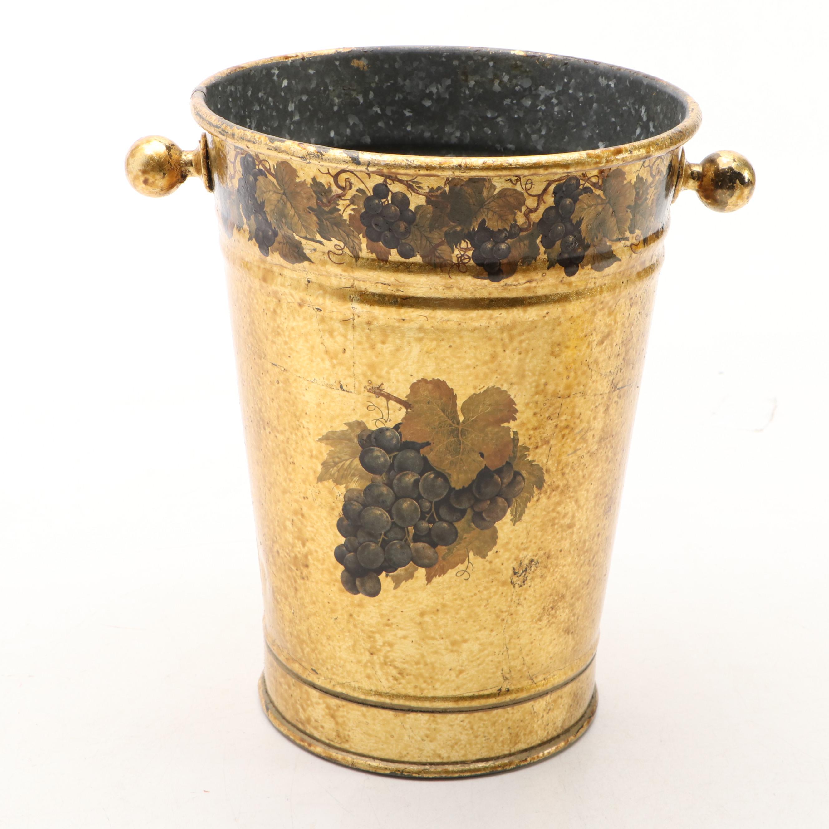 Metal Ice Bucket with Tiffany & Co. Sterling and Other Bottle Stoppers