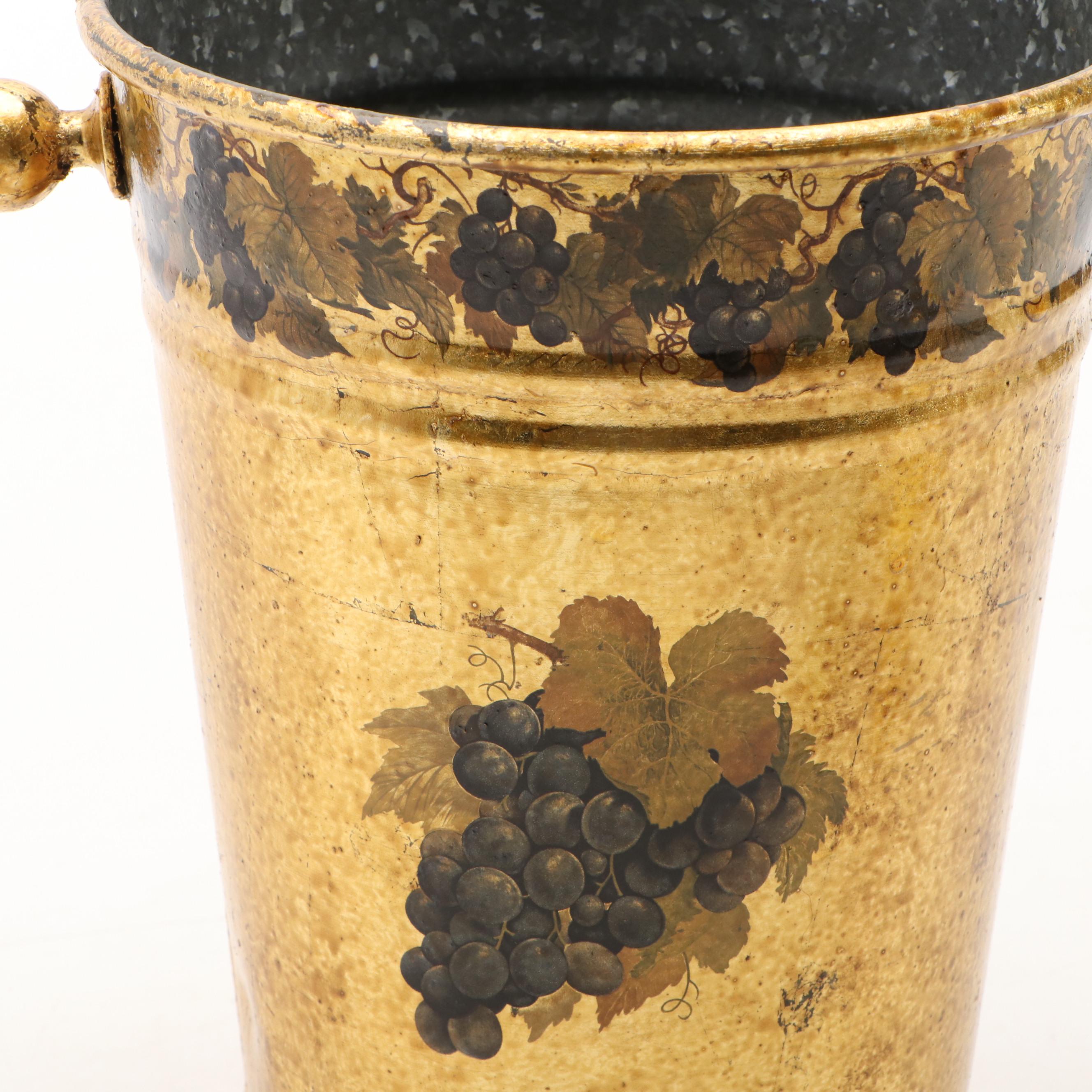 Metal Ice Bucket with Tiffany & Co. Sterling and Other Bottle Stoppers