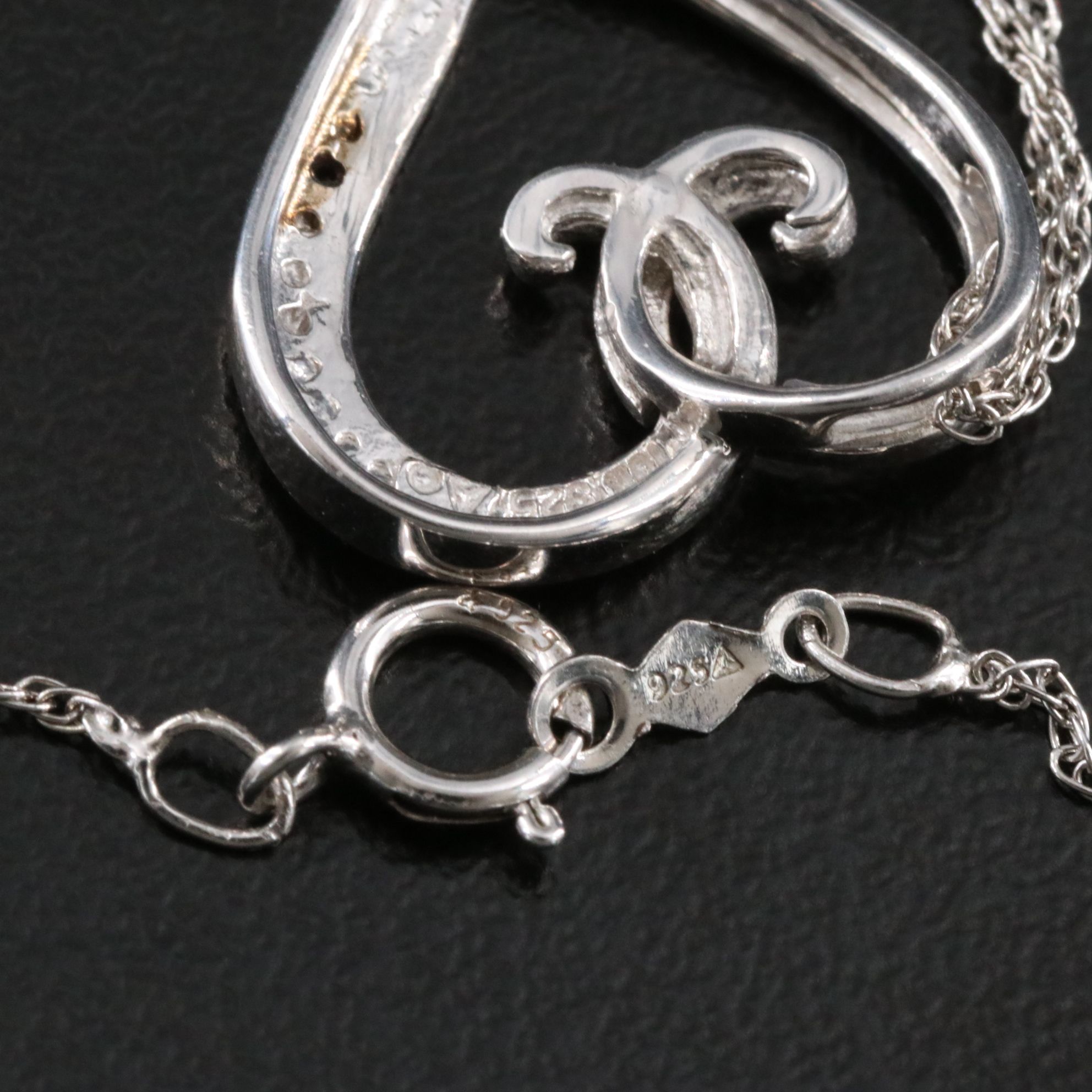 Sterling Heart Necklace with Fancy Black Diamond Accent