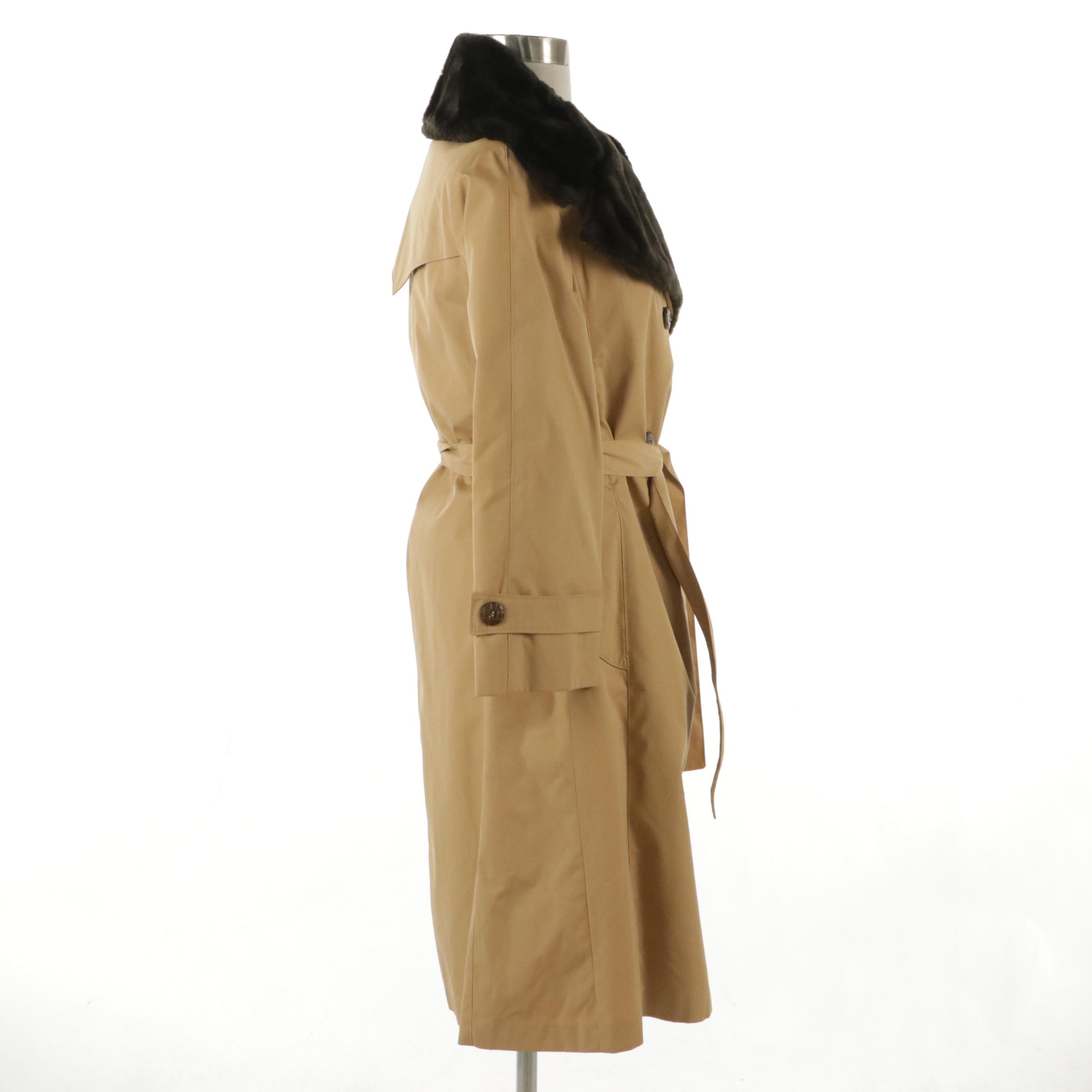 Sears Vintage Faux-Fur Lined Double-Breasted Trench Coat