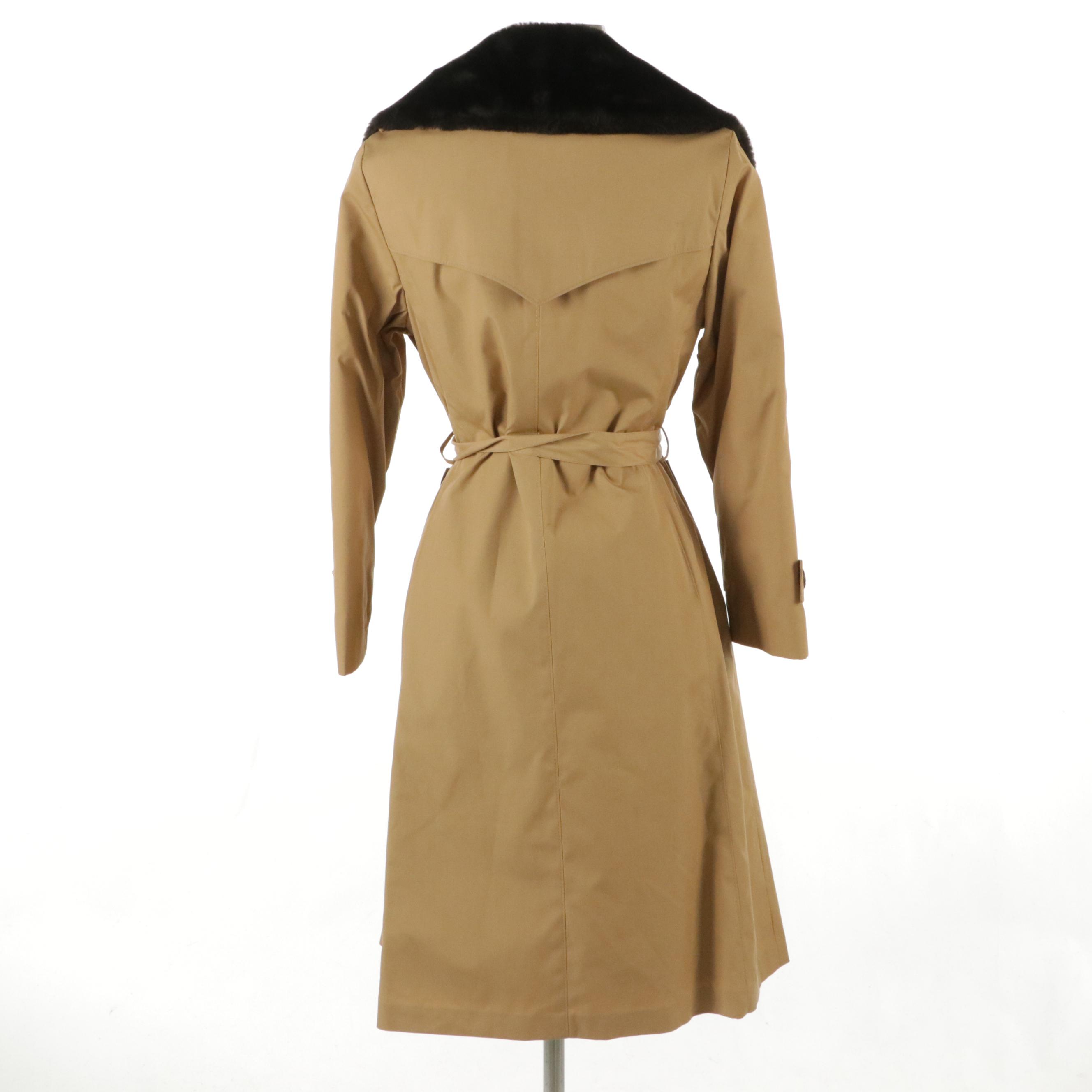 Sears Vintage Faux-Fur Lined Double-Breasted Trench Coat