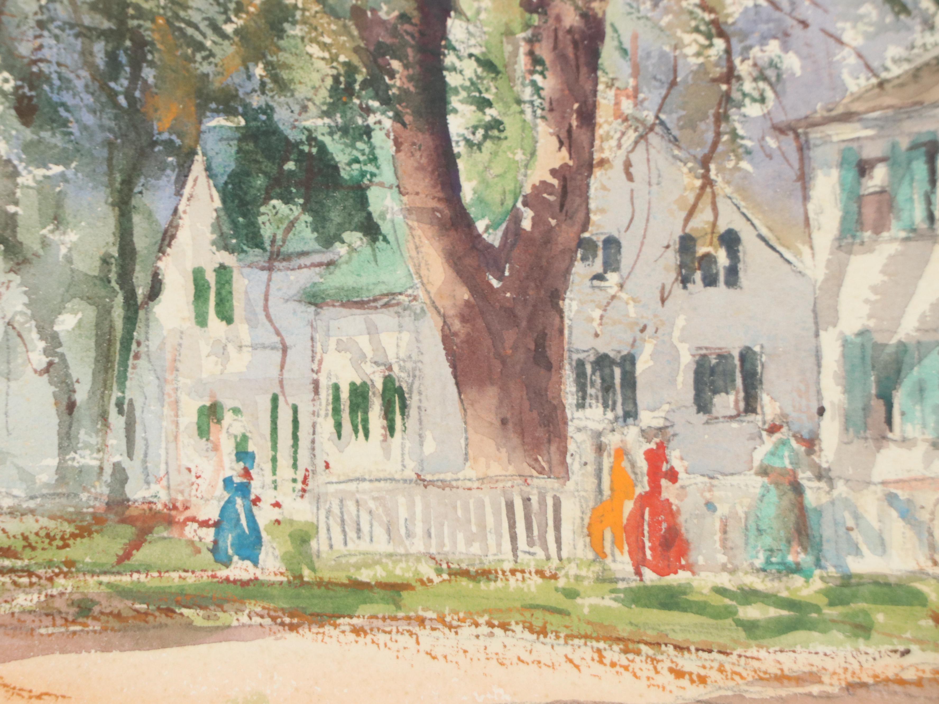 Fred Pye Watercolor Painting "A Sunny Afternoon, Kennebunkport, ME," Mid-20th C.