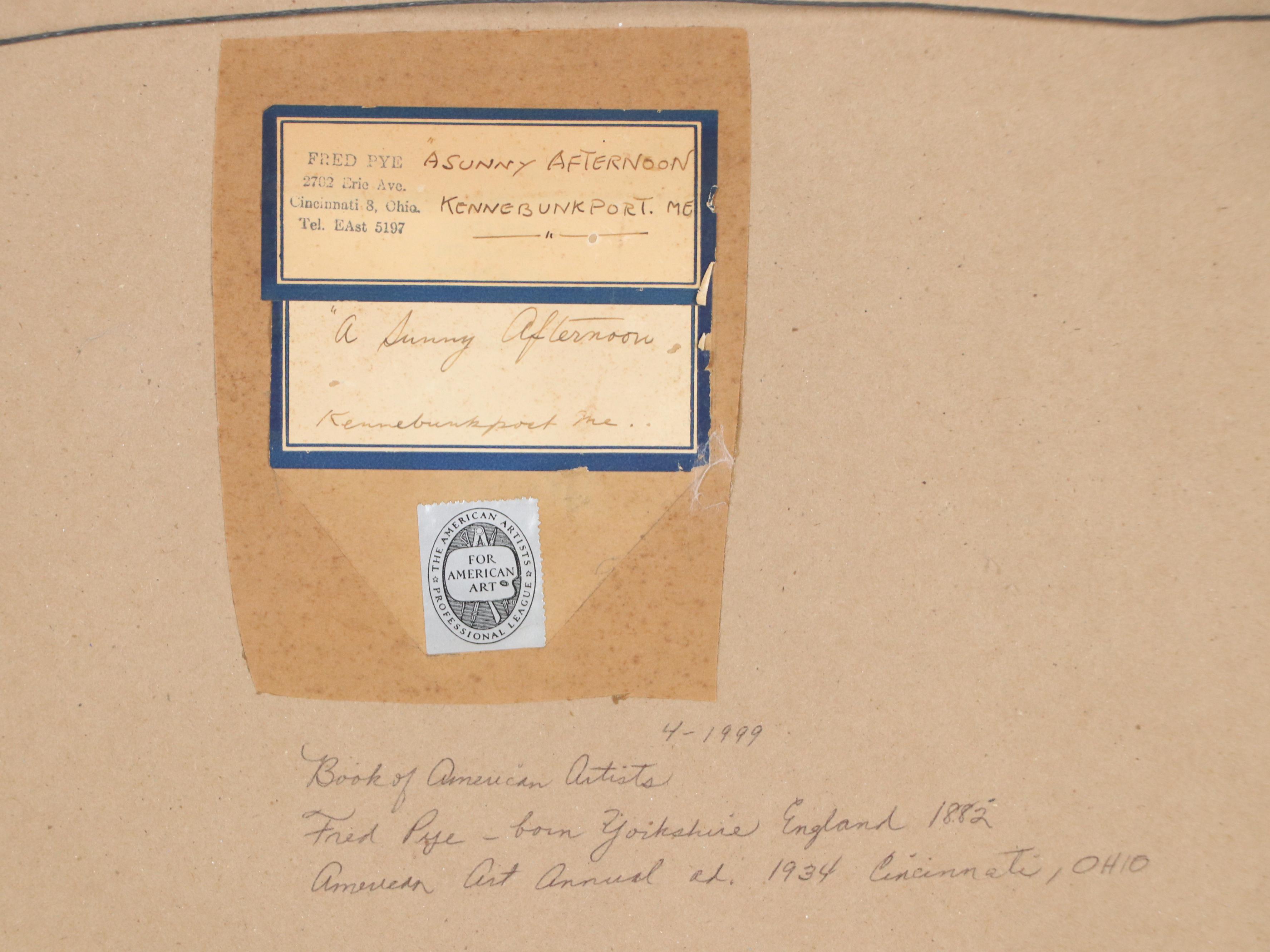 Fred Pye Watercolor Painting "A Sunny Afternoon, Kennebunkport, ME," Mid-20th C.