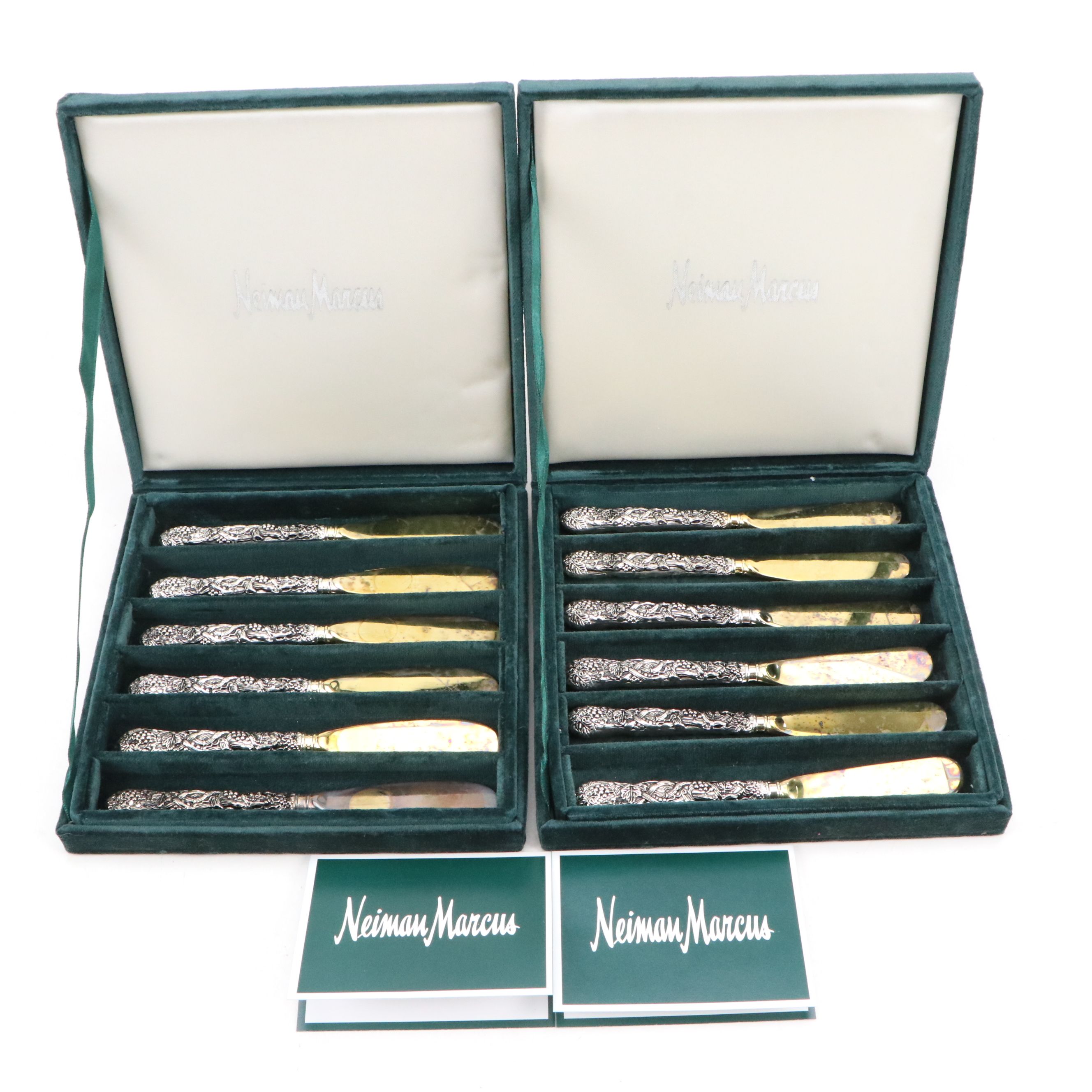 Godinger "Vineyard" Silver Plate Spreaders with Gilt Blades