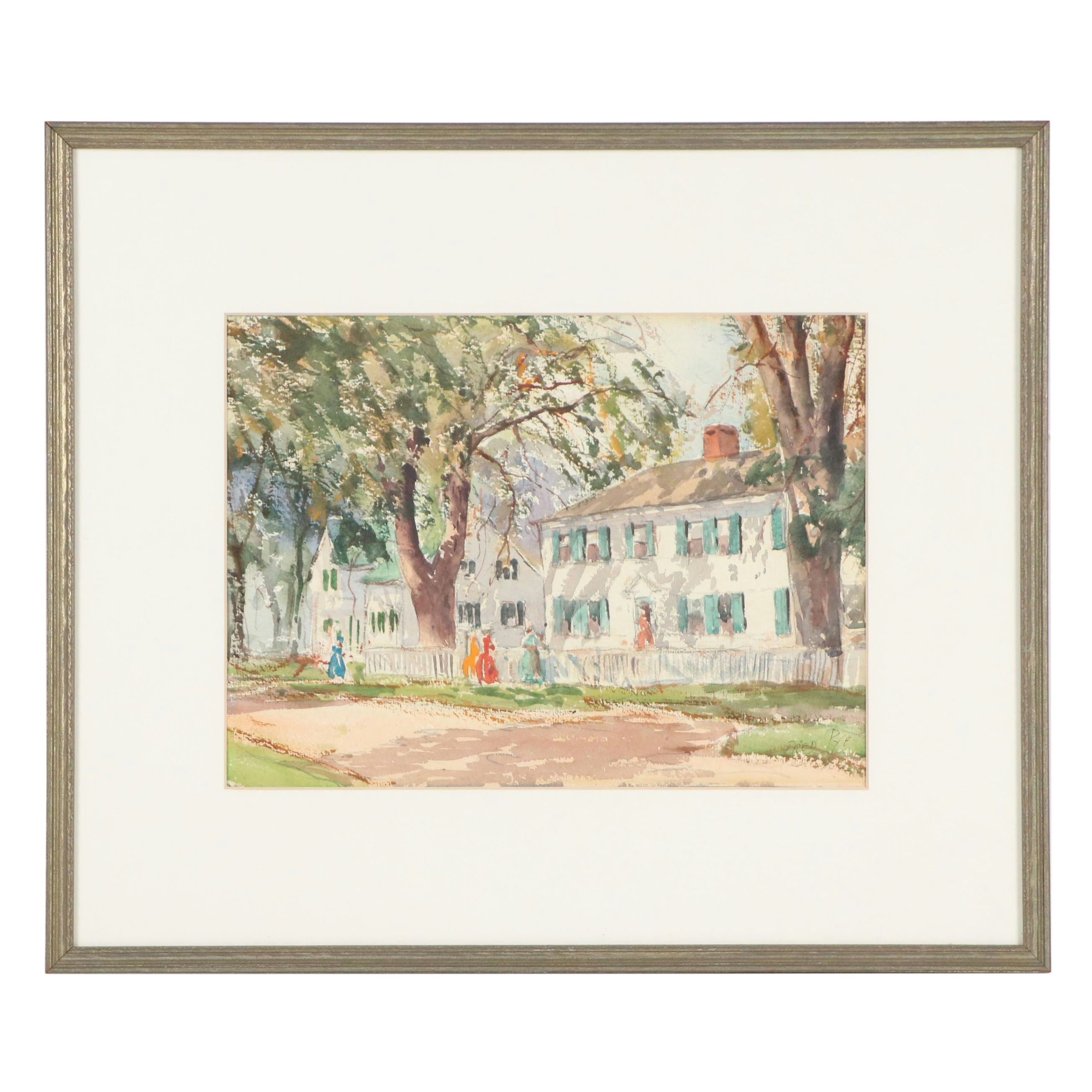 Fred Pye Watercolor Painting "A Sunny Afternoon, Kennebunkport, ME," Mid-20th C.