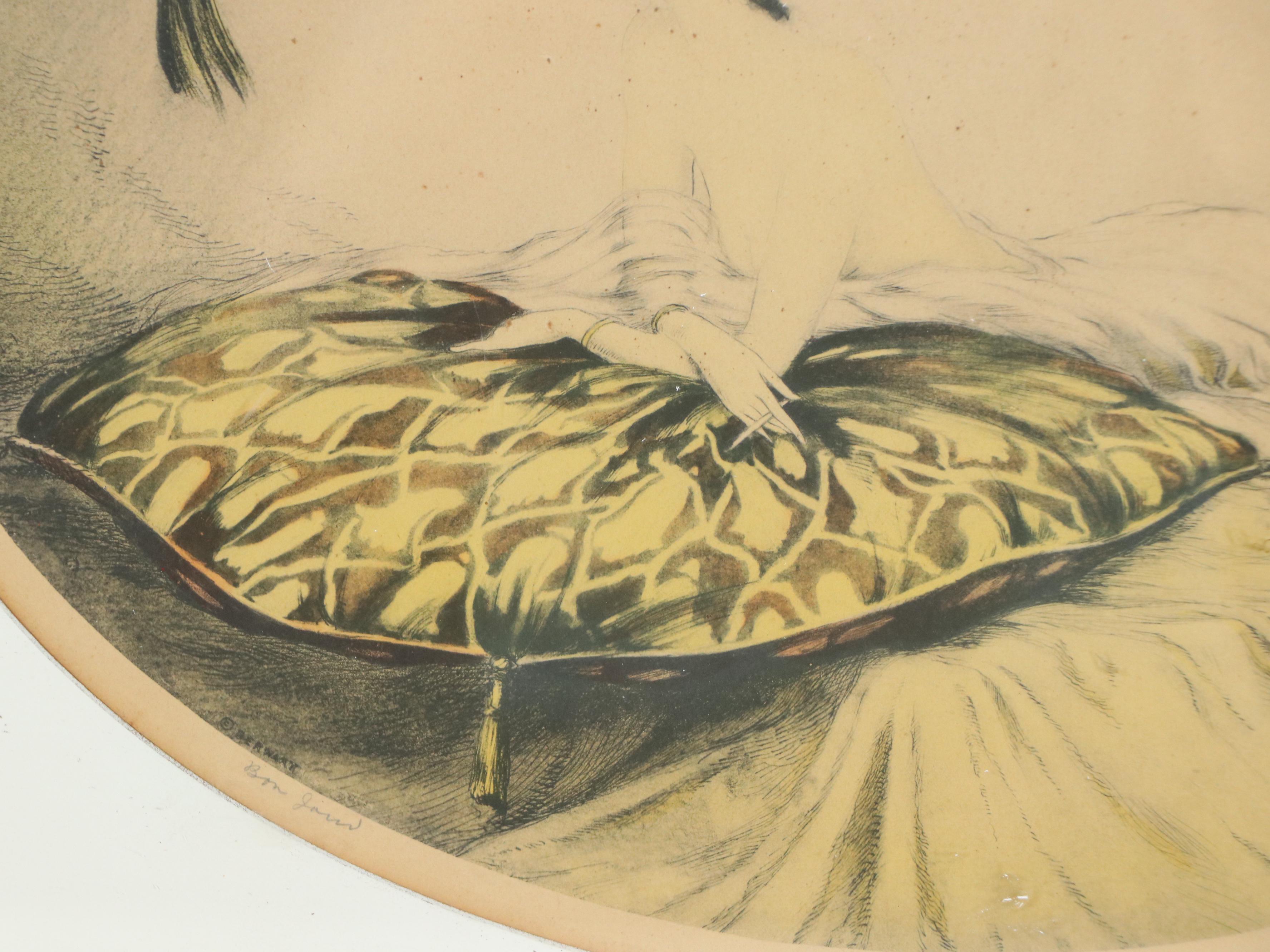 Louis Szanto Handcolored Collotype "Bon Jour," Early 20th Century