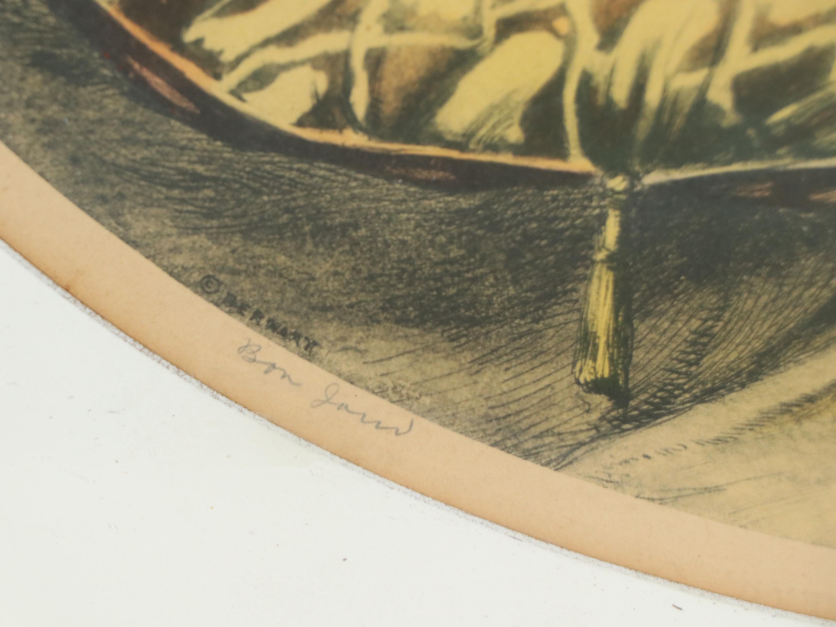 Louis Szanto Handcolored Collotype "Bon Jour," Early 20th Century