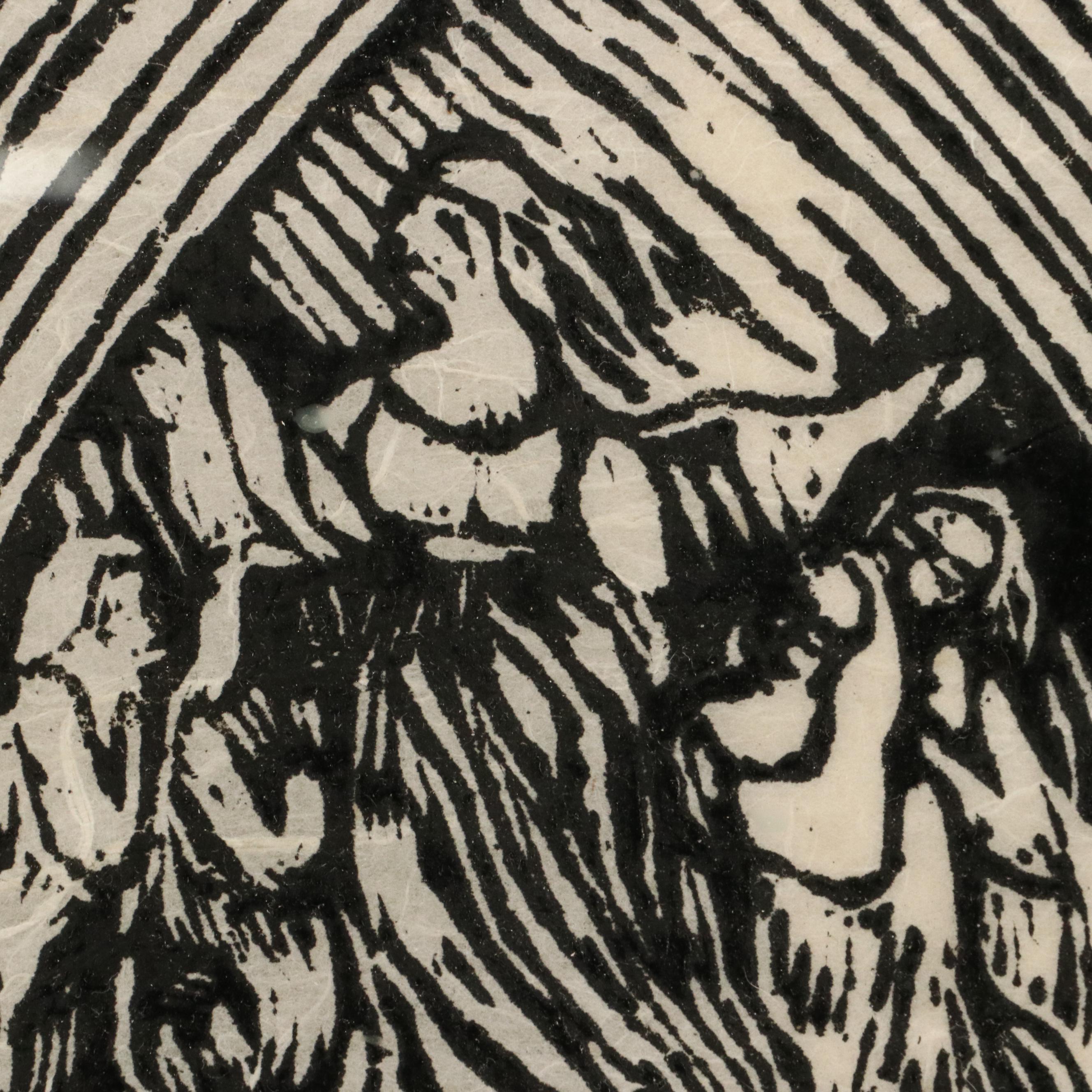 Jane Heidrich Woodcut "Cathedral Door," 1969