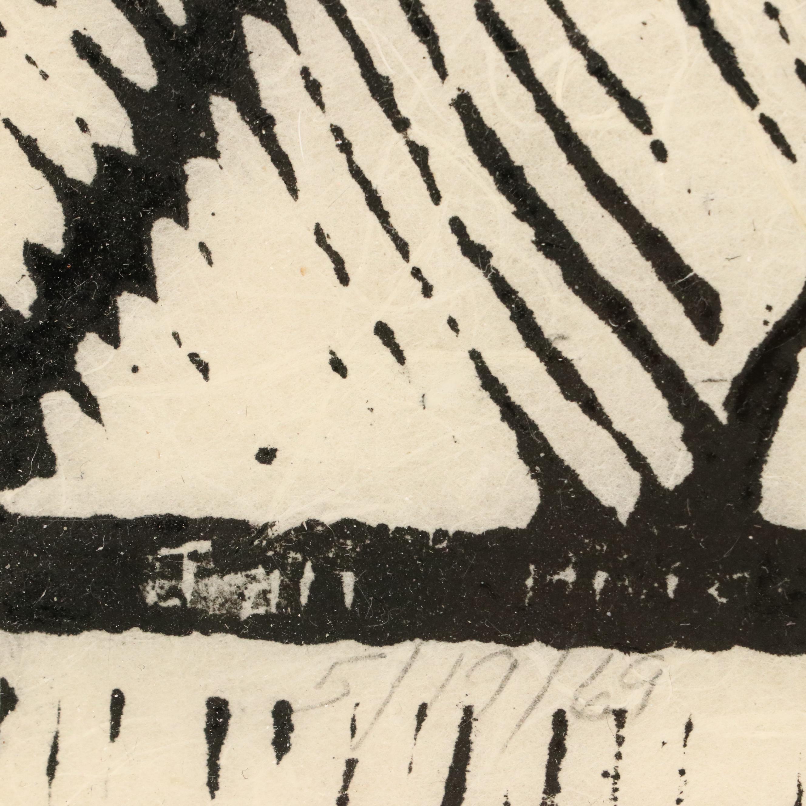 Jane Heidrich Woodcut "Cathedral Door," 1969