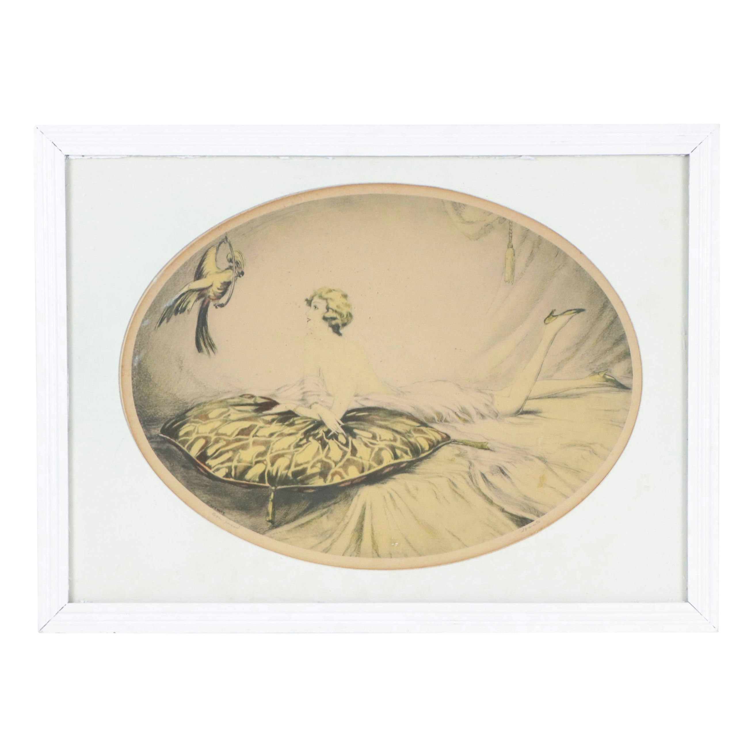 Louis Szanto Handcolored Collotype "Bon Jour," Early 20th Century