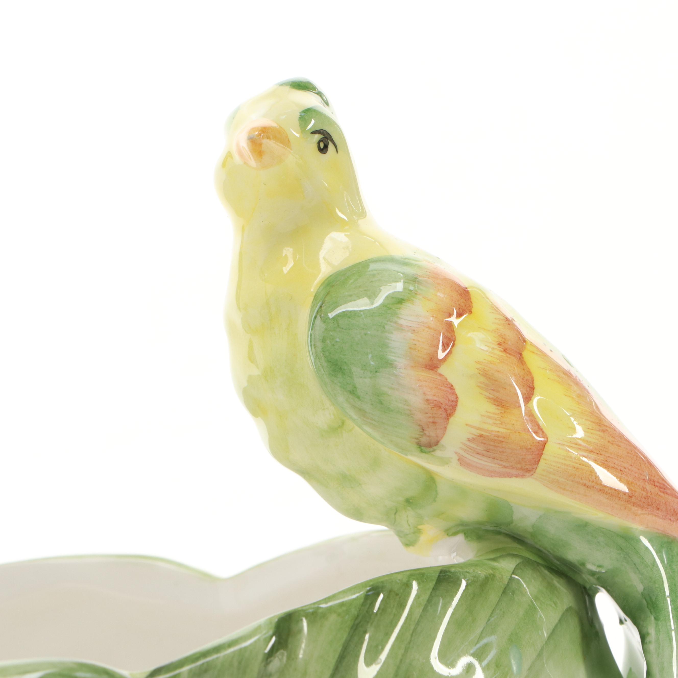 The Mane Lion Italian Majolica Footed Centerpiece Bowl