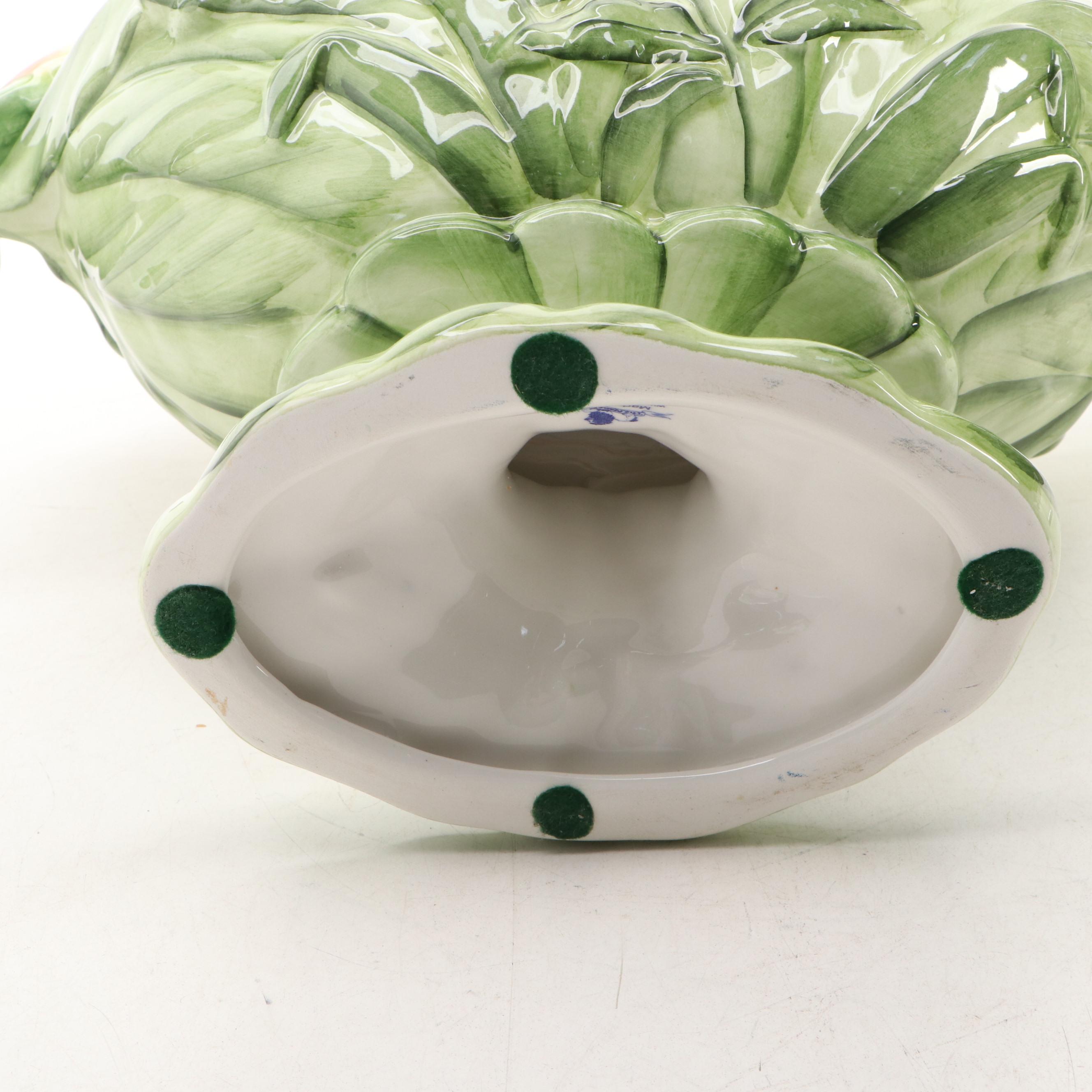 The Mane Lion Italian Majolica Footed Centerpiece Bowl