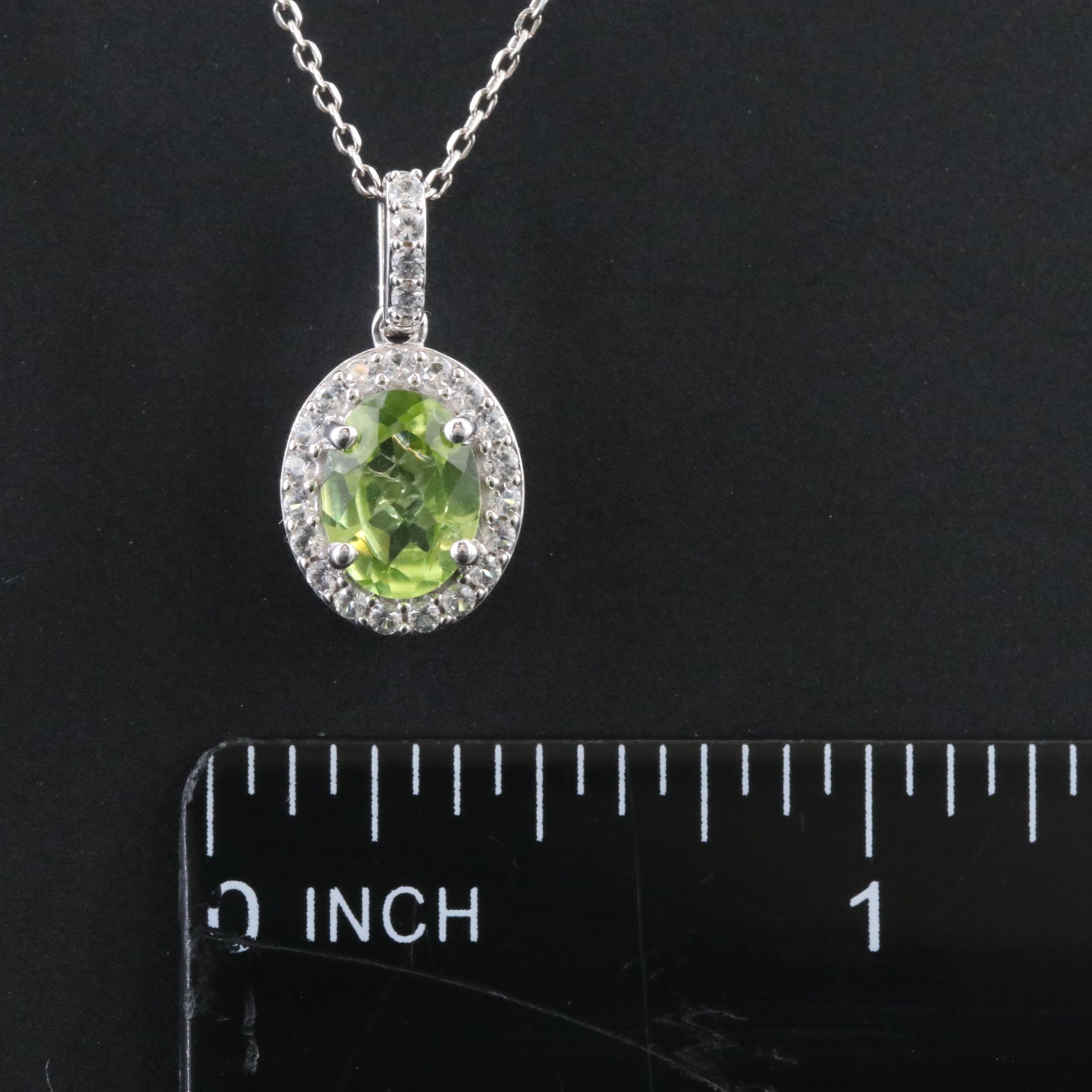 Sterling Peridot and White Sapphire Pendant Necklace