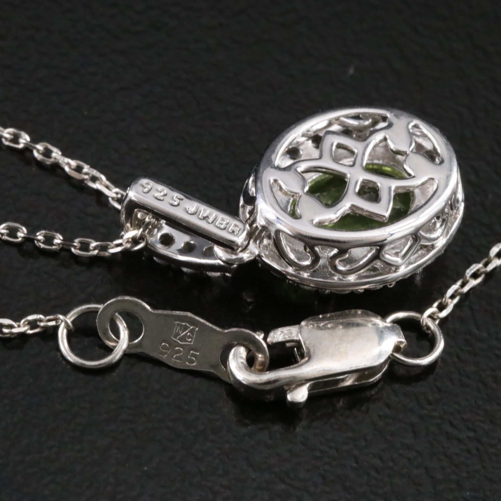 Sterling Peridot and White Sapphire Pendant Necklace