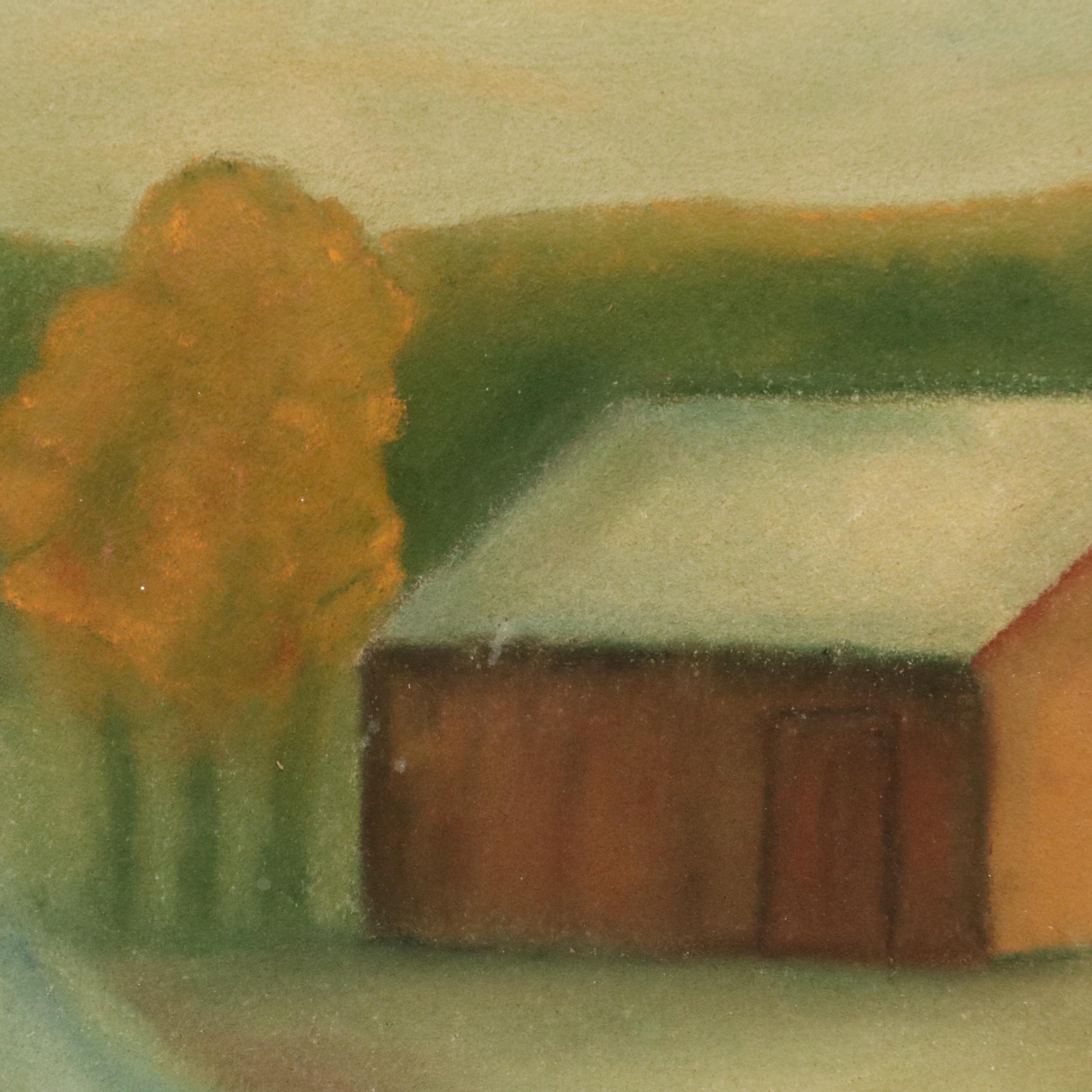 Rural Landscape Pastel Drawing, 21st Century