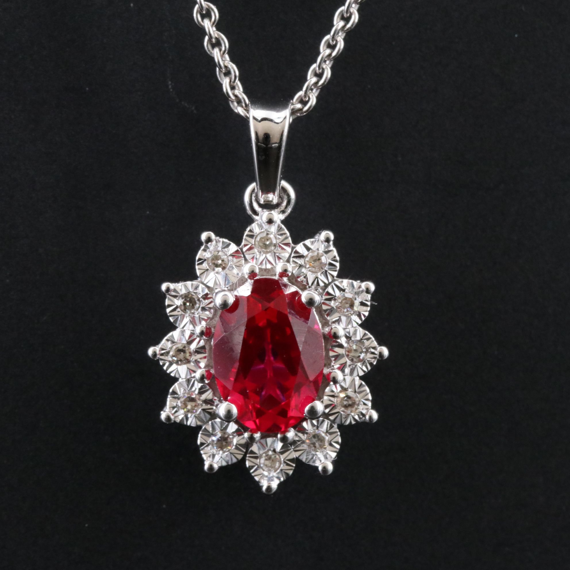 Sterling Ruby and Diamond Necklace