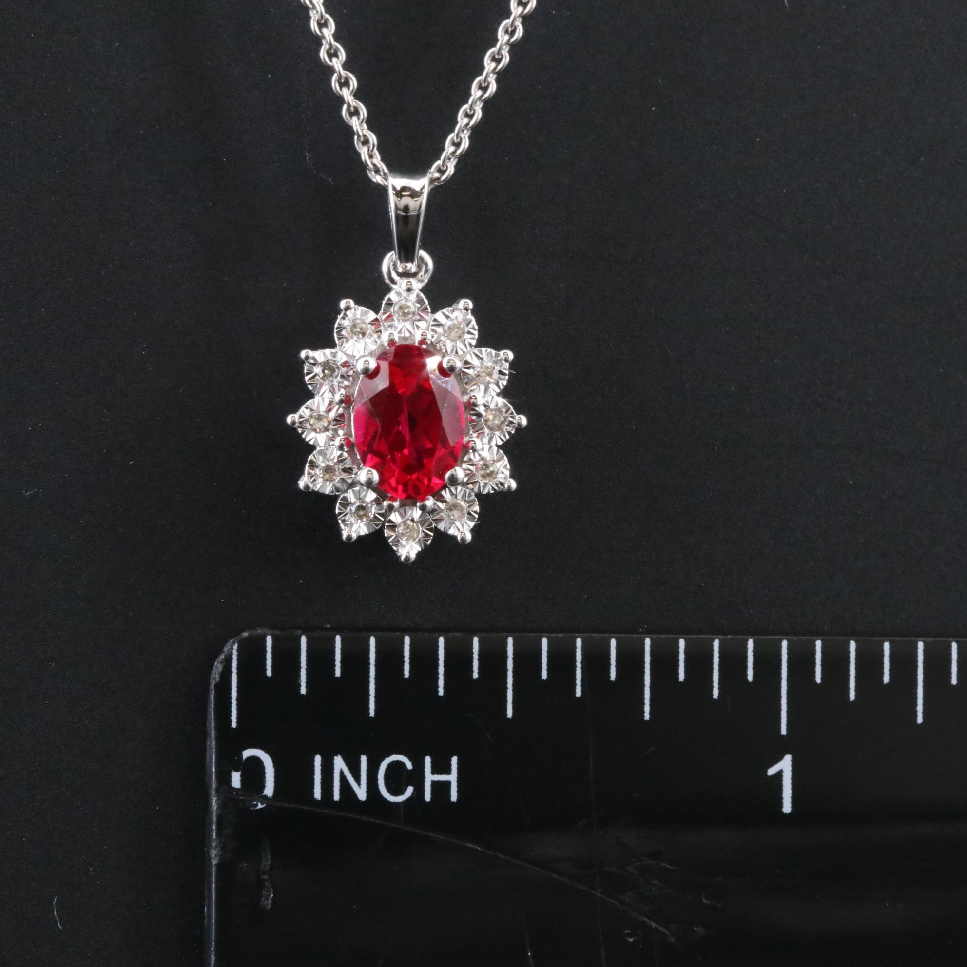 Sterling Ruby and Diamond Necklace