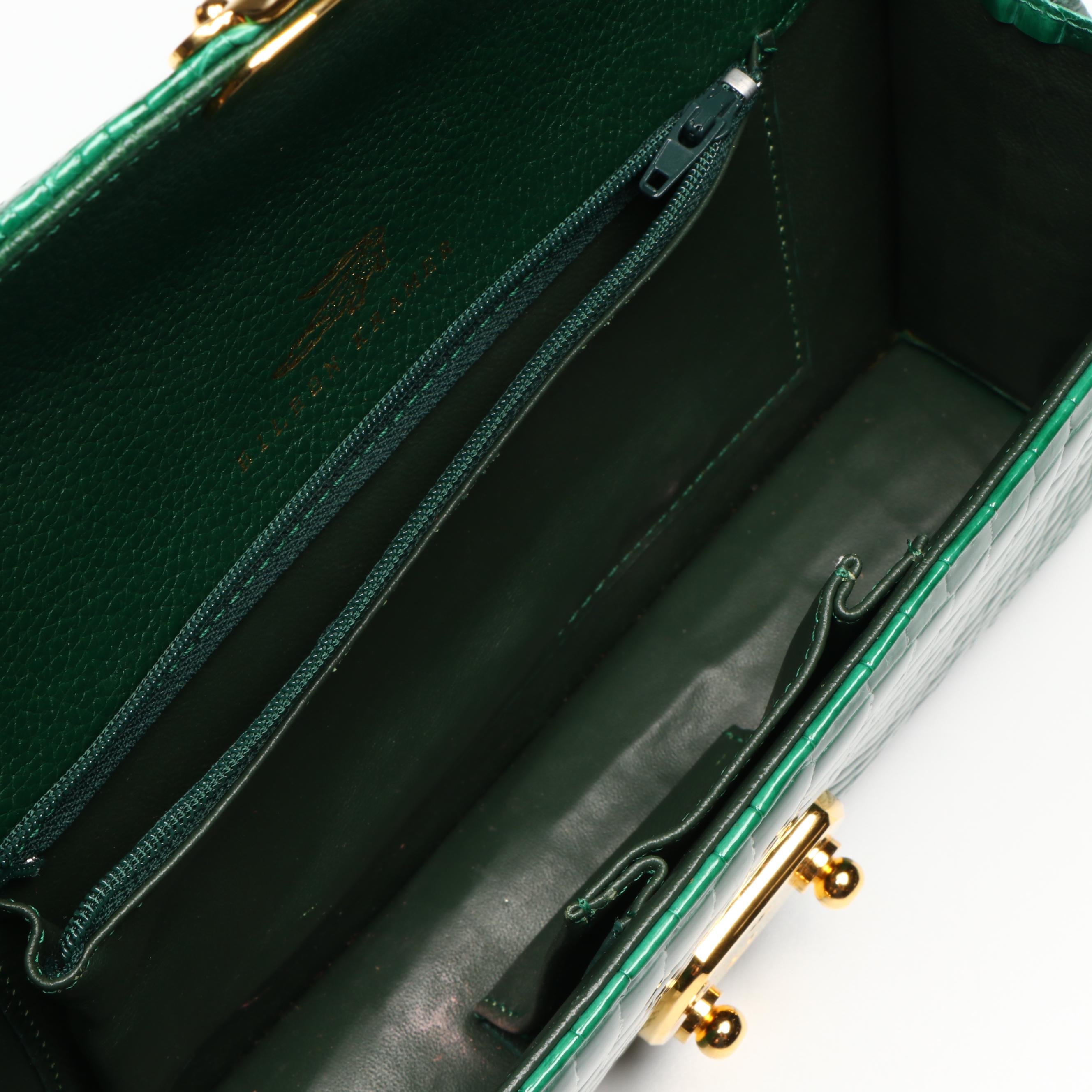 Eileen Kramer Green Glossy Alligator Skin Convertible Clutch