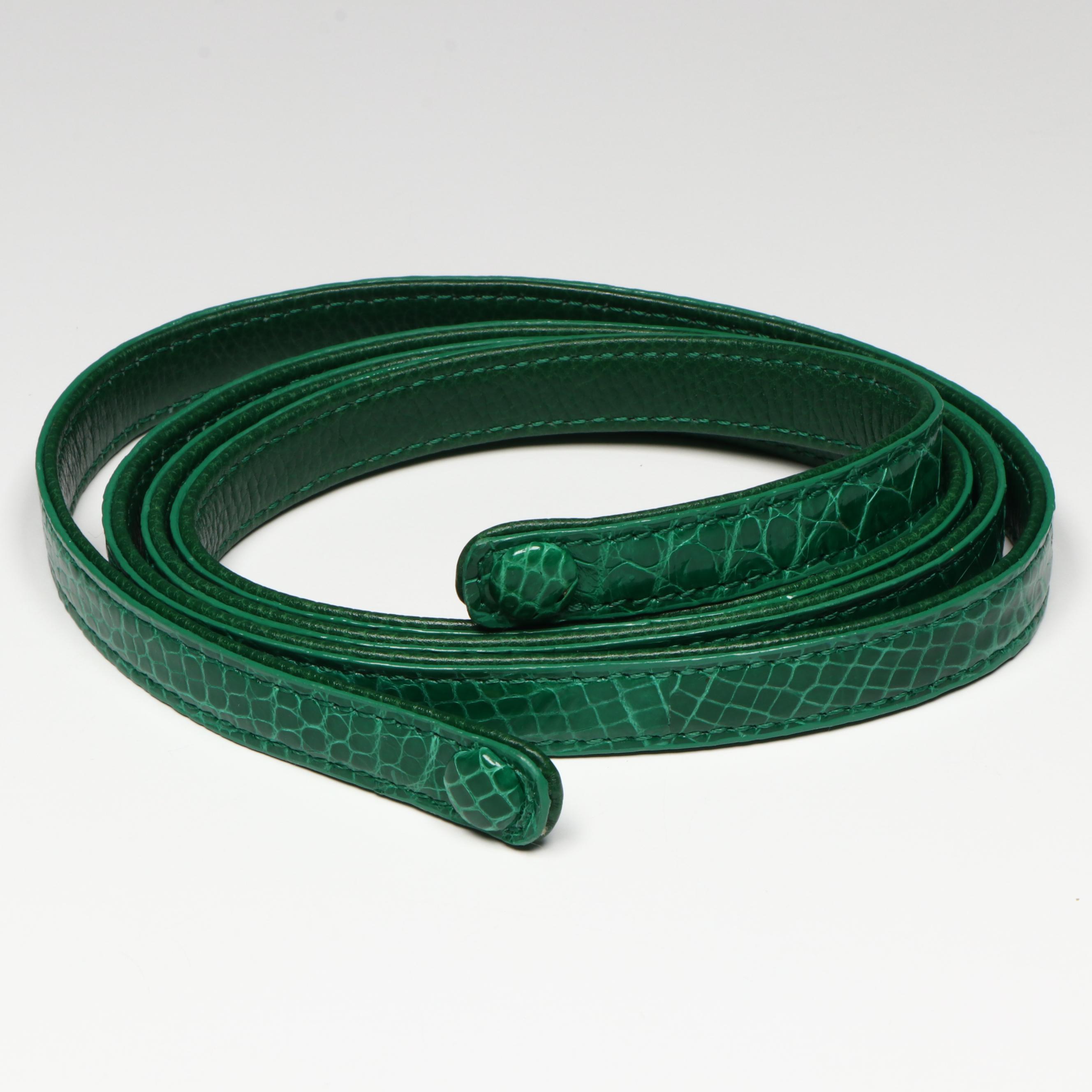 Eileen Kramer Green Glossy Alligator Skin Convertible Clutch