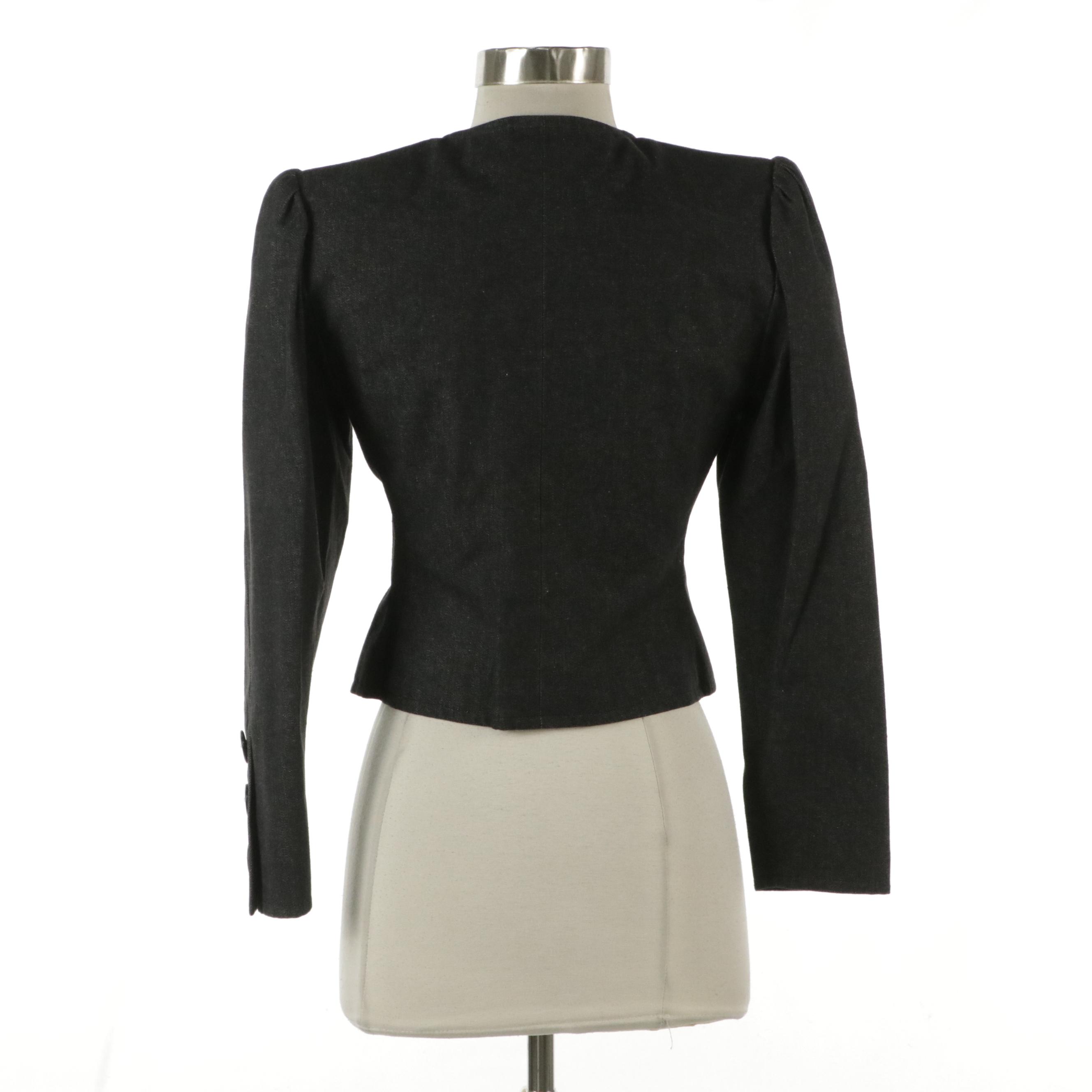 Yves Saint Laurent Rive Gauche Vintage Cropped Grey Denim Jacket