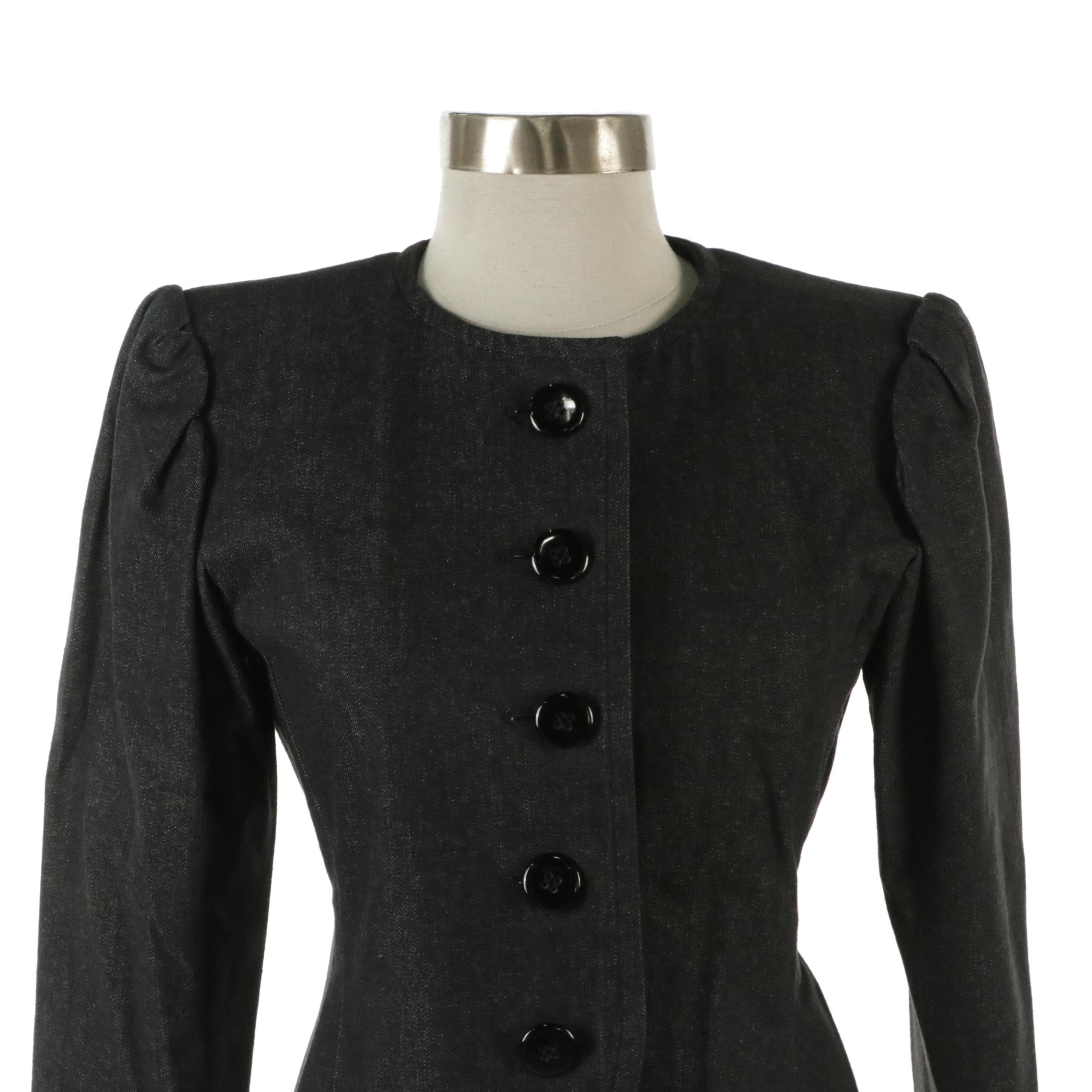 Yves Saint Laurent Rive Gauche Vintage Cropped Grey Denim Jacket