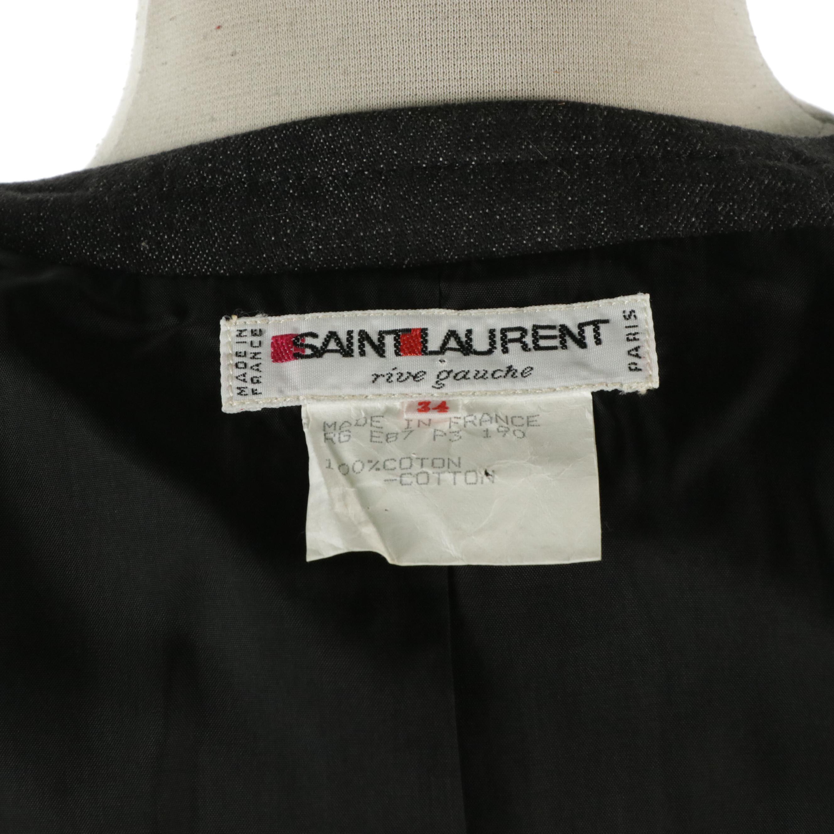 Yves Saint Laurent Rive Gauche Vintage Cropped Grey Denim Jacket