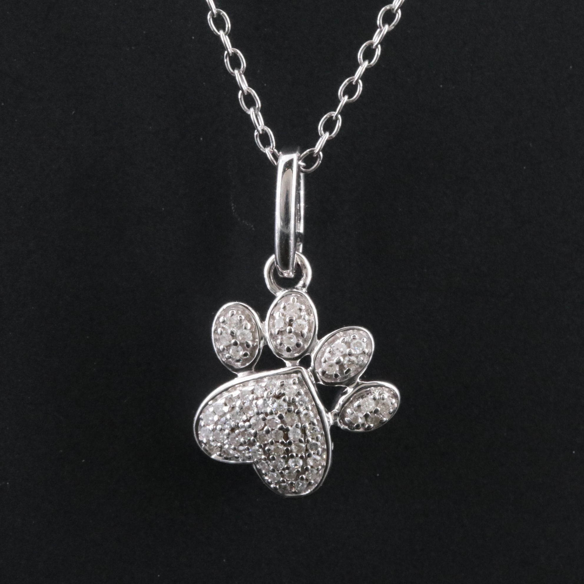 Hallmark Sterling Diamond Paw Print Necklace