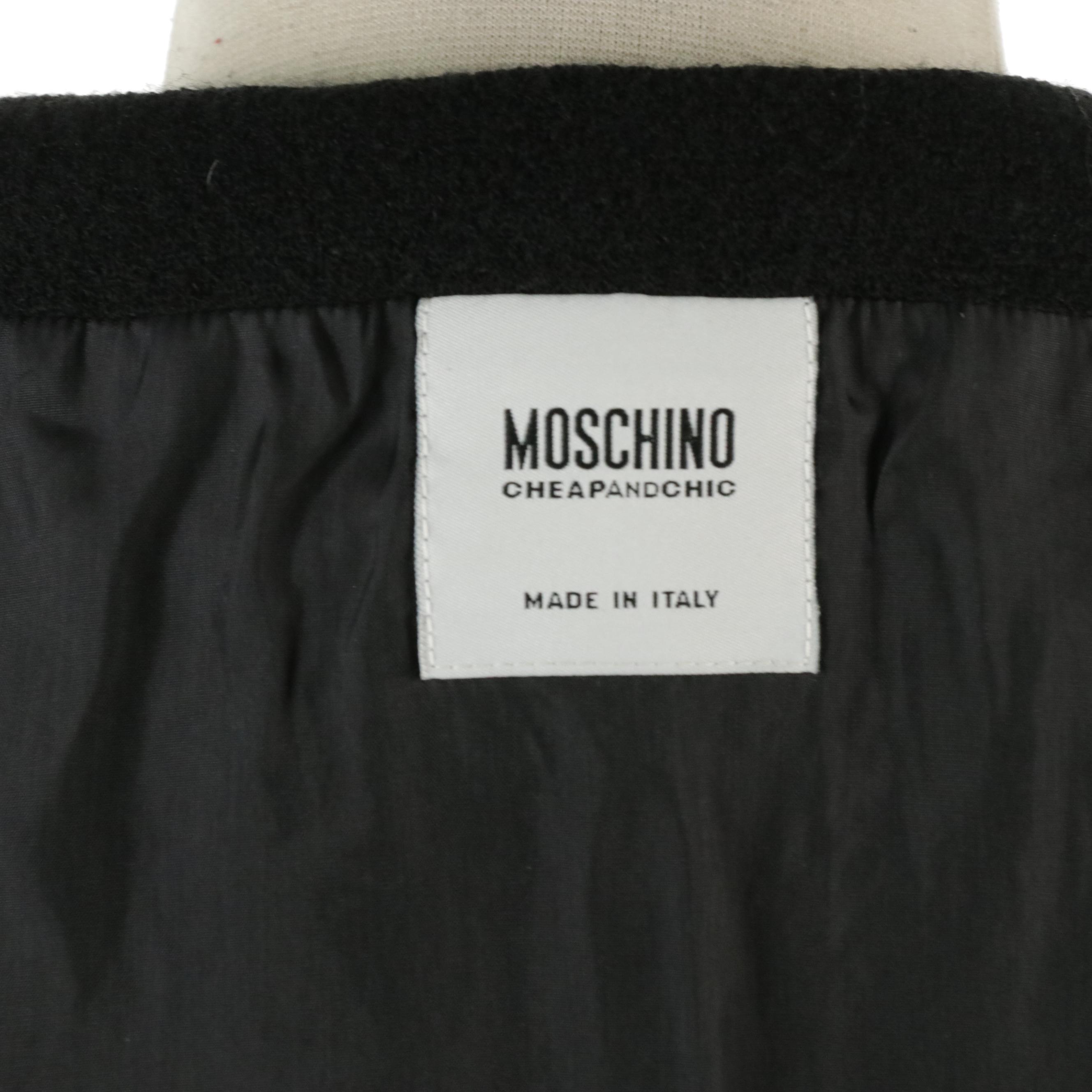 Moschino Cheap and Chic Black Wool Blend Blazer with Jumbo Pearl Trimming