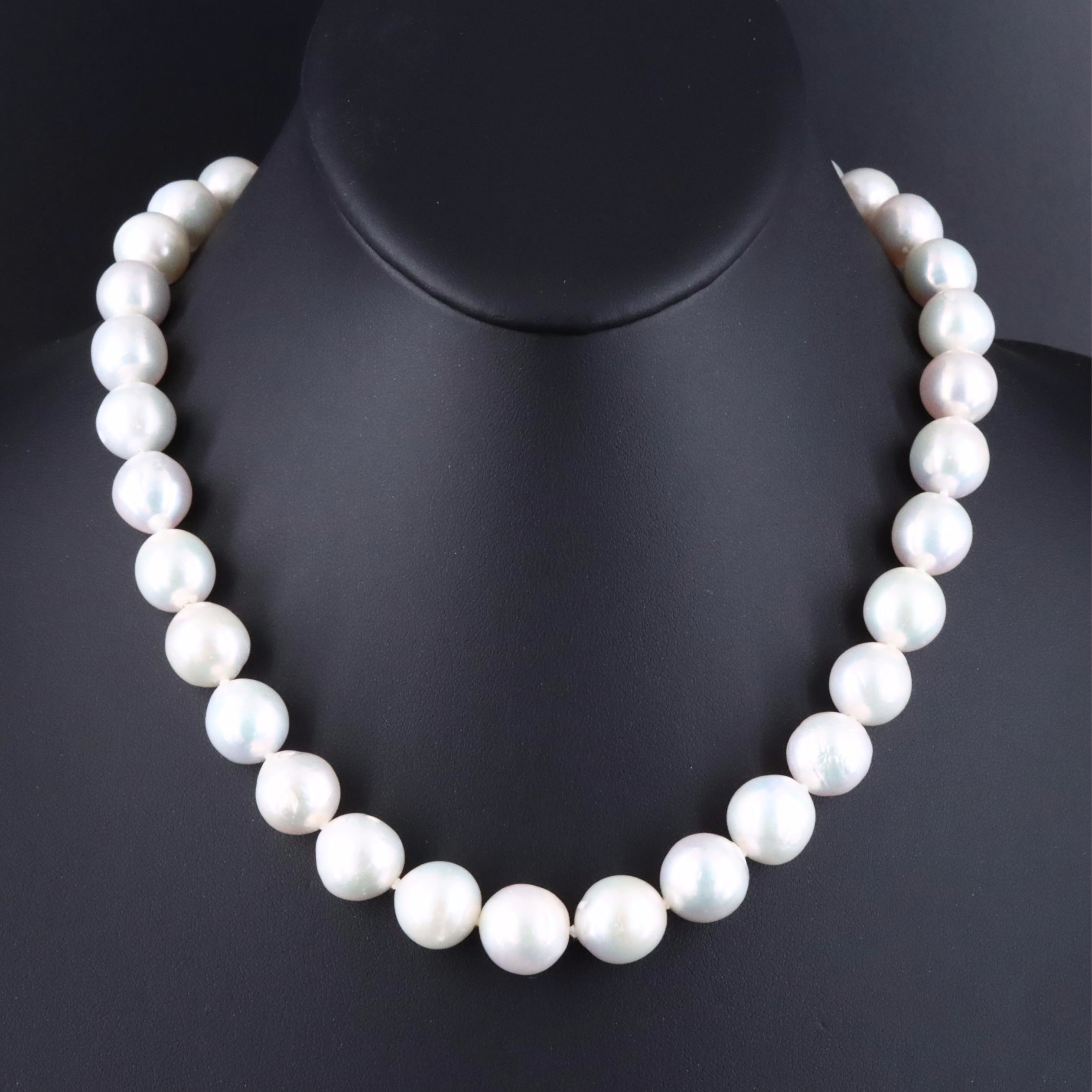 11.25 – 13.00 MM Strand of Cultured Pearls with 14K Clasp