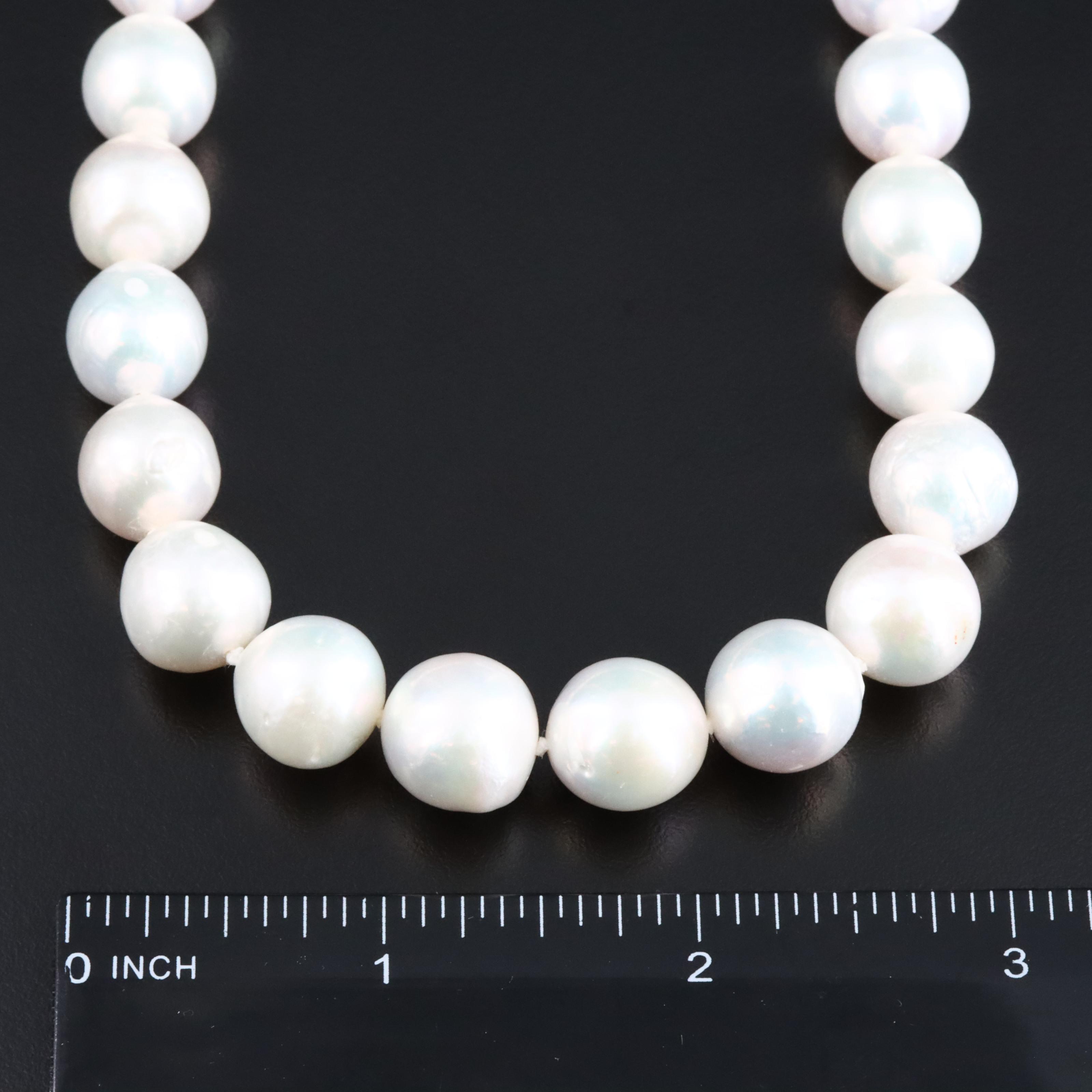 11.25 – 13.00 MM Strand of Cultured Pearls with 14K Clasp