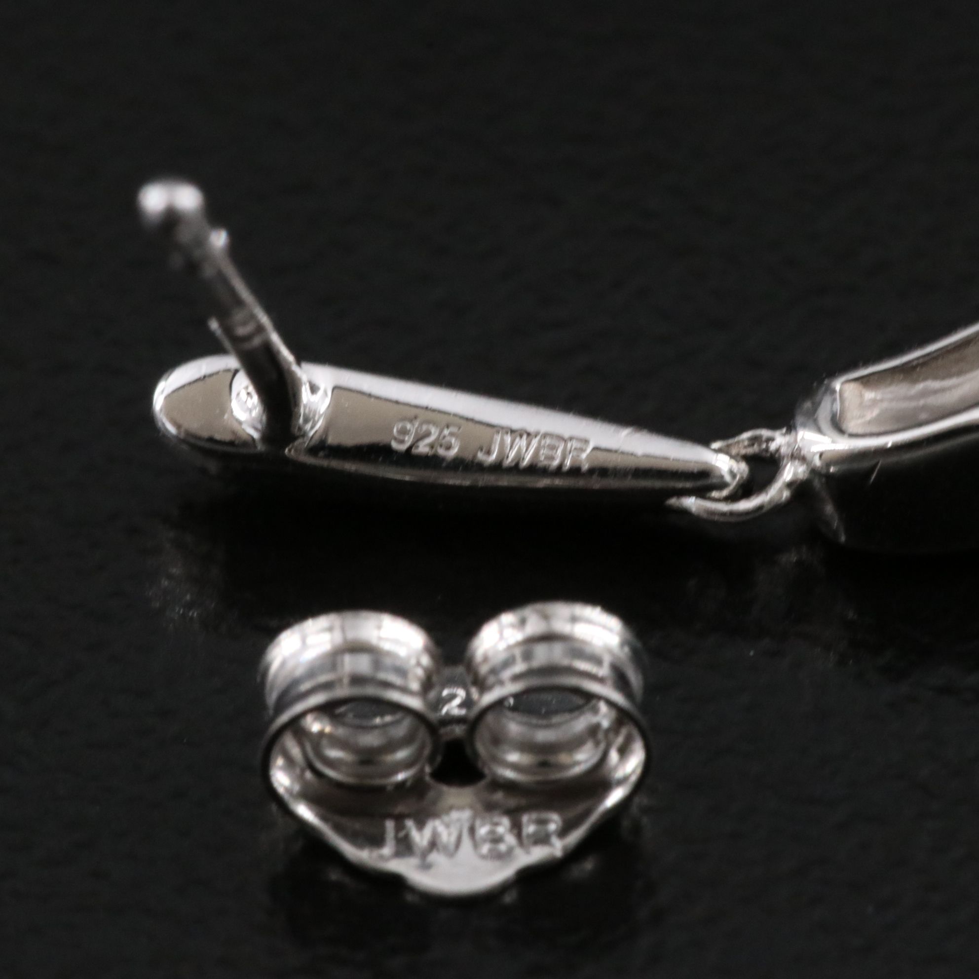 Sterling Diamond Drop Earrings with Fancy Black Diamond Accents