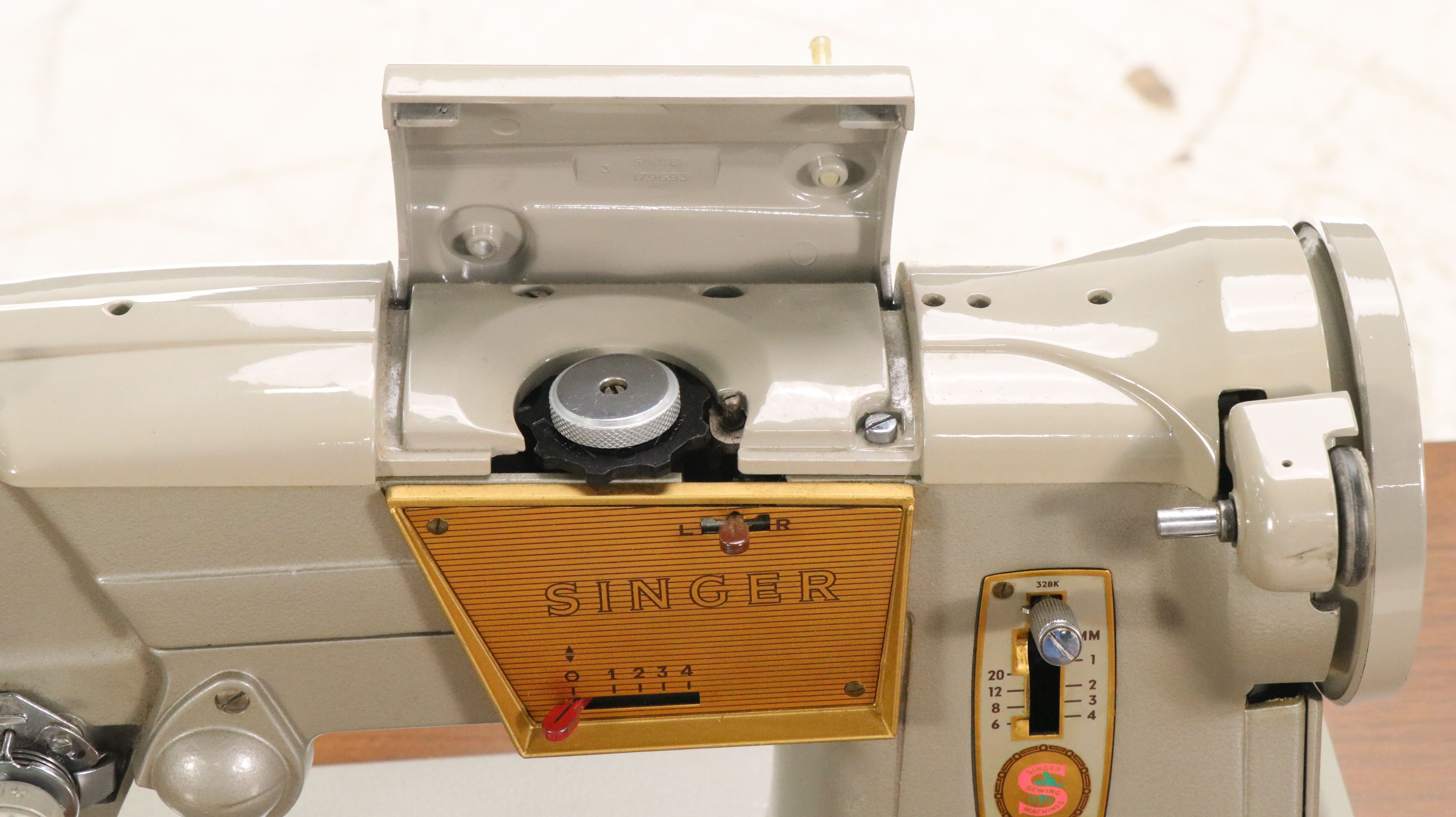 Mid Century Modern Singer Sewing Machine with Walnut Table