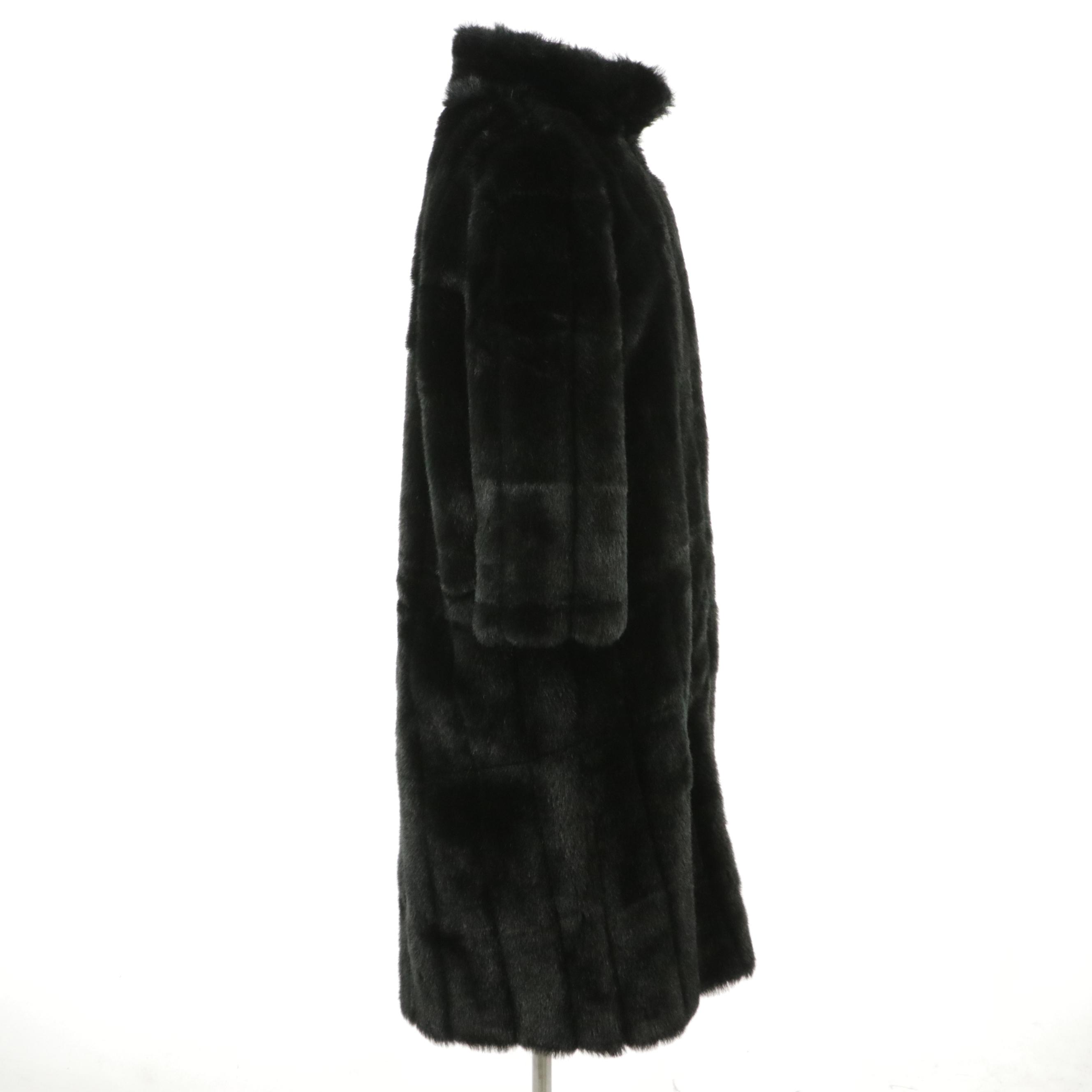 Vintage Black Faux Fur Long Coat