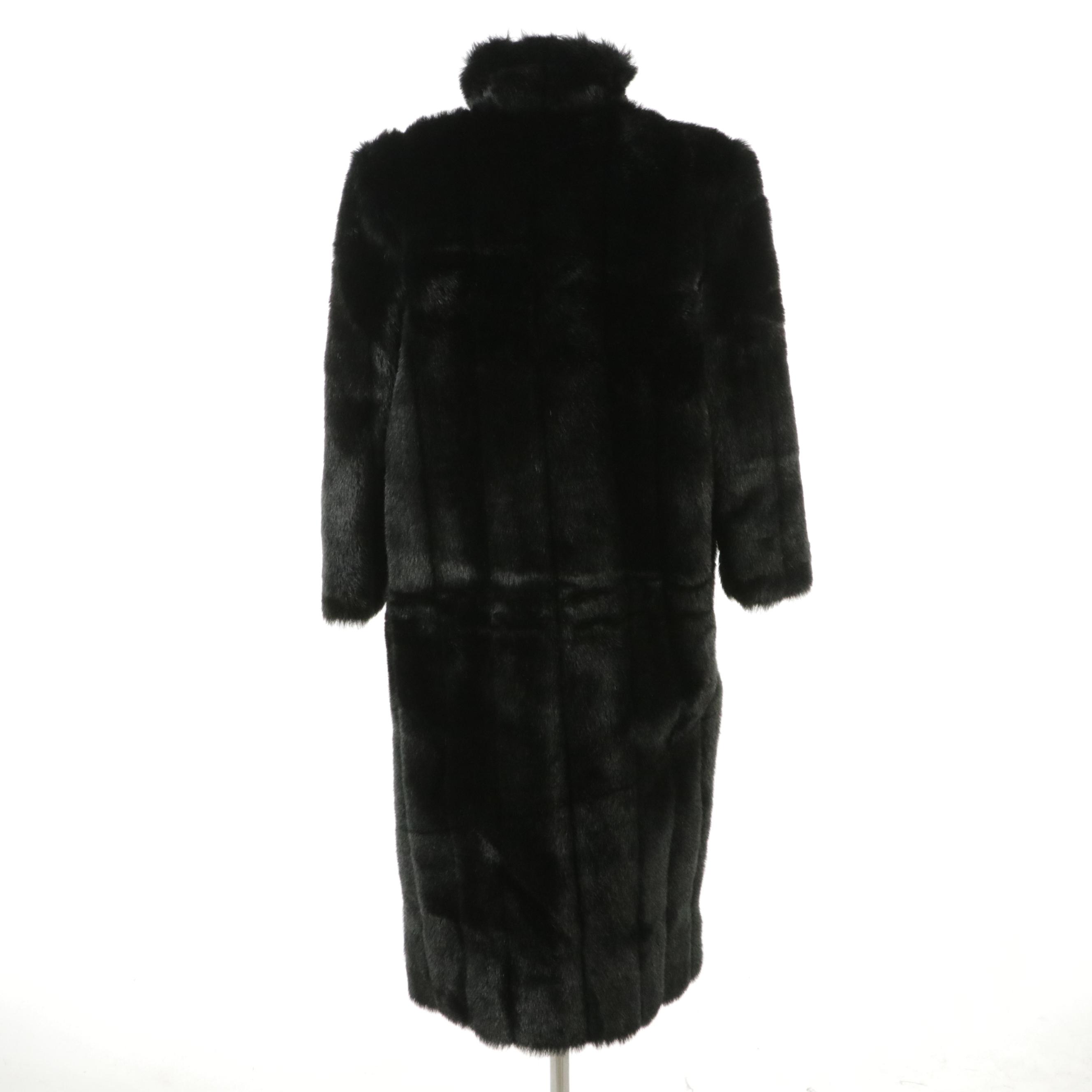 Vintage Black Faux Fur Long Coat