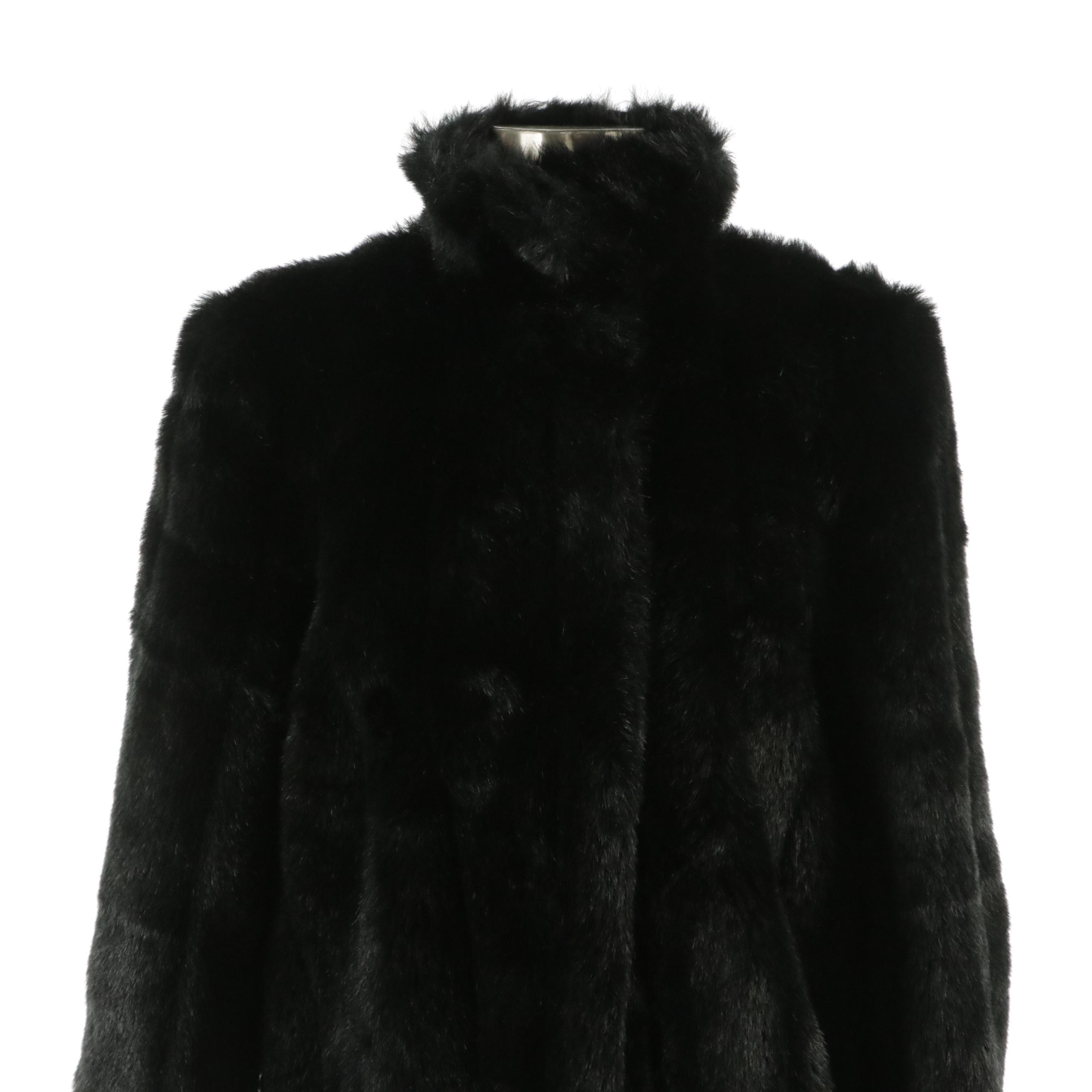 Vintage Black Faux Fur Long Coat