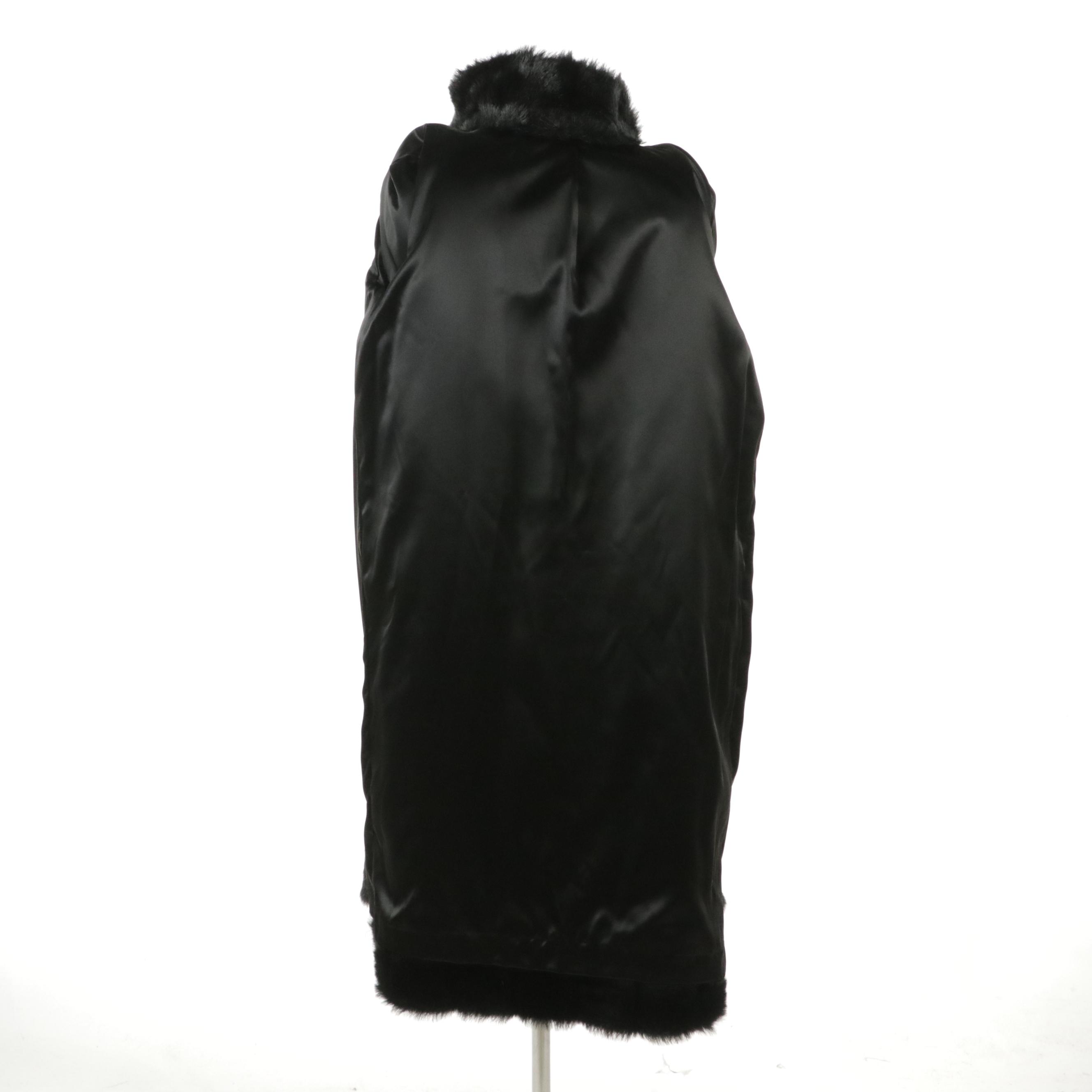 Vintage Black Faux Fur Long Coat