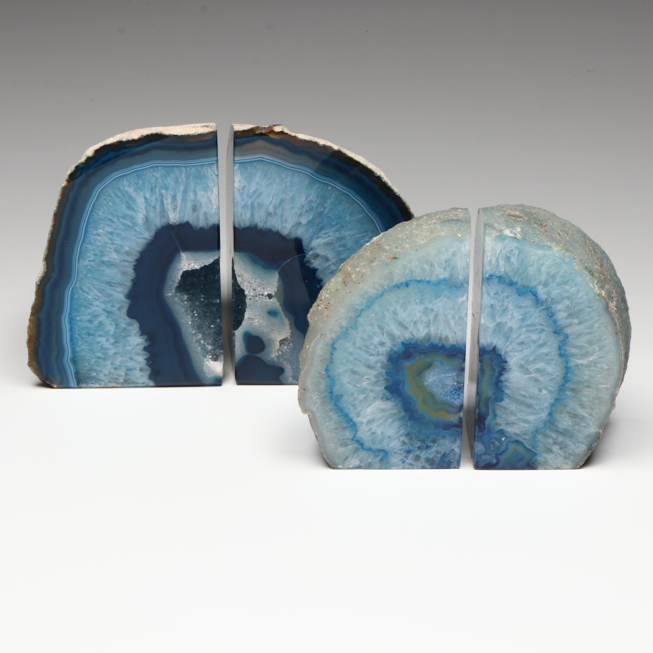 Contemporary Dyed Agate Bookends