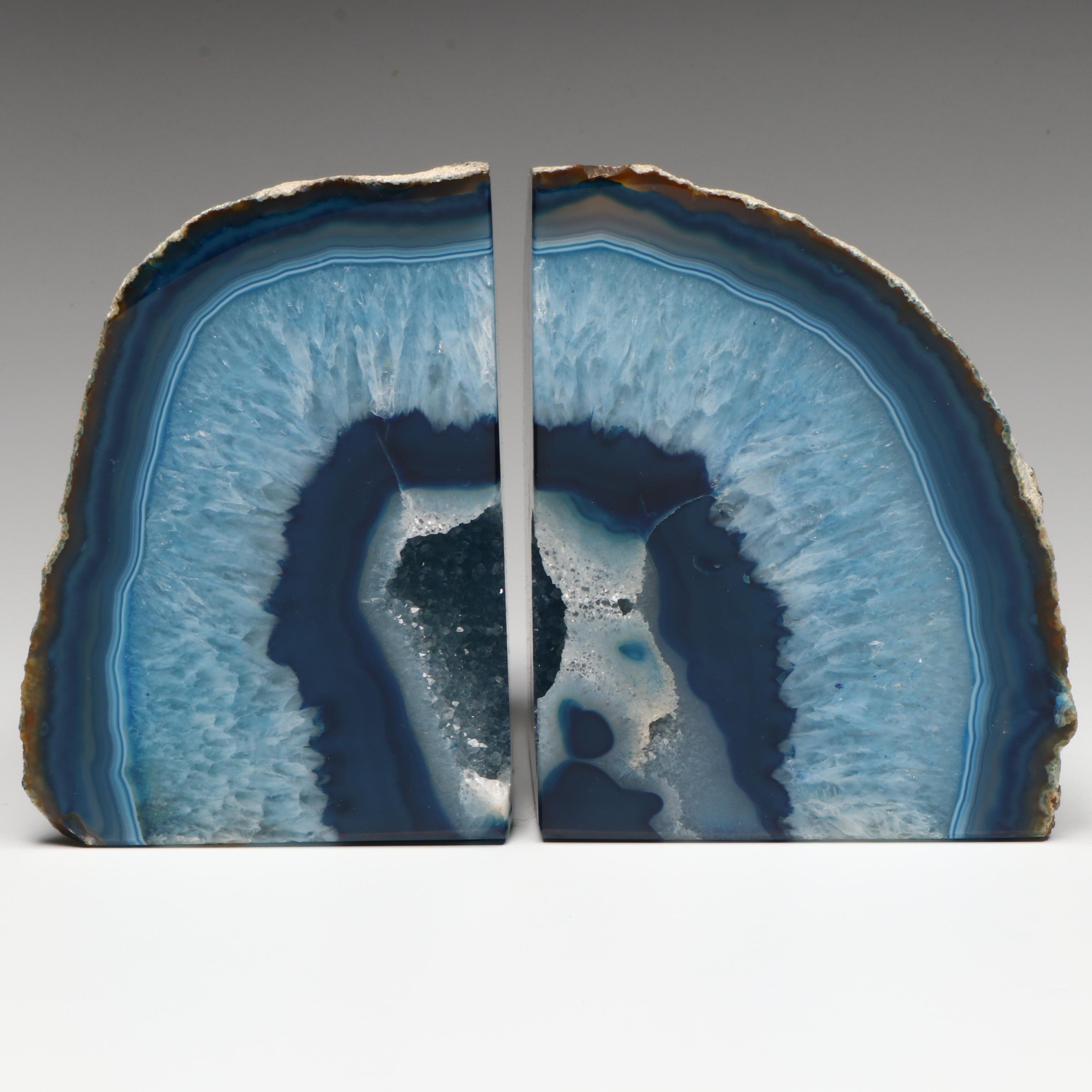 Contemporary Dyed Agate Bookends