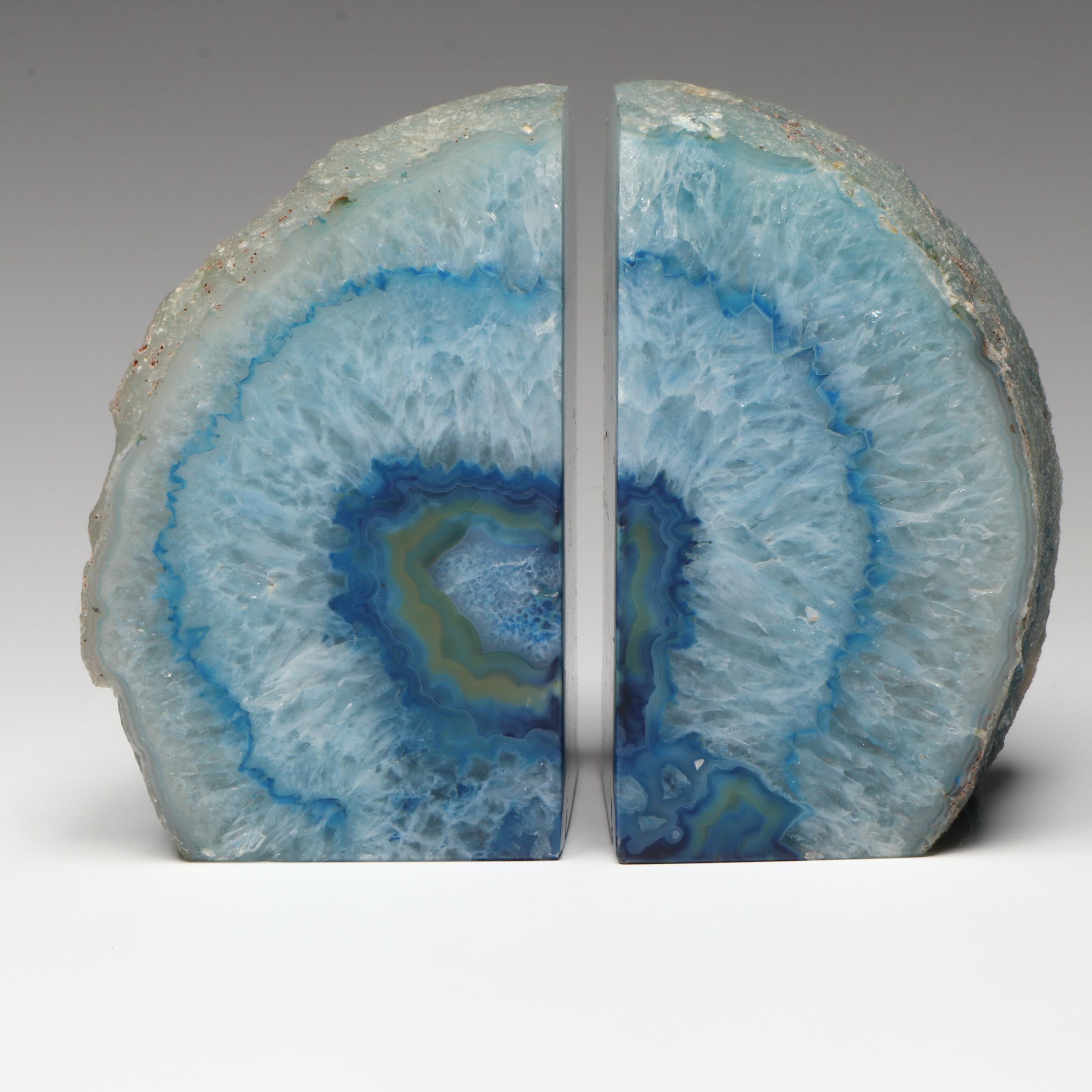Contemporary Dyed Agate Bookends
