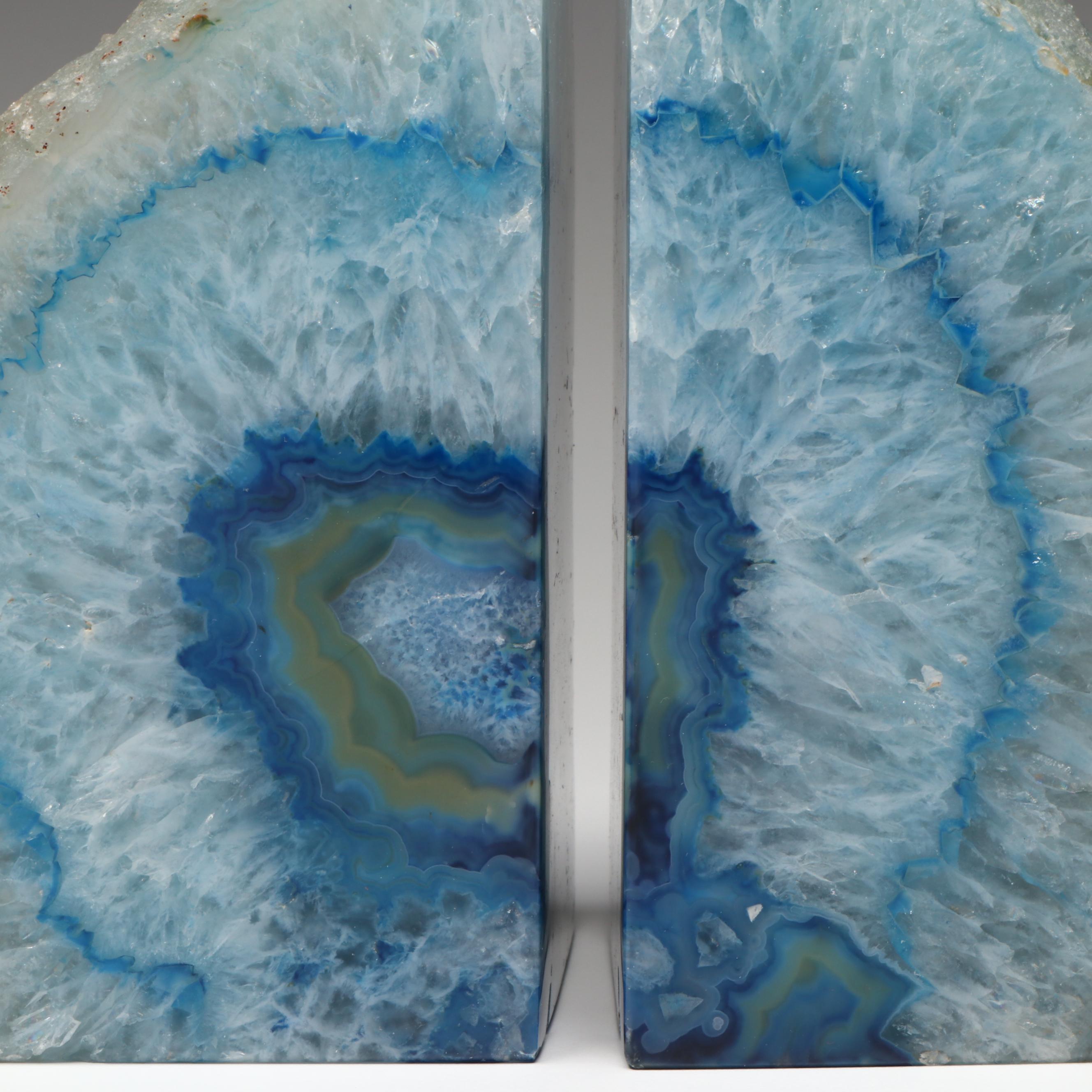 Contemporary Dyed Agate Bookends