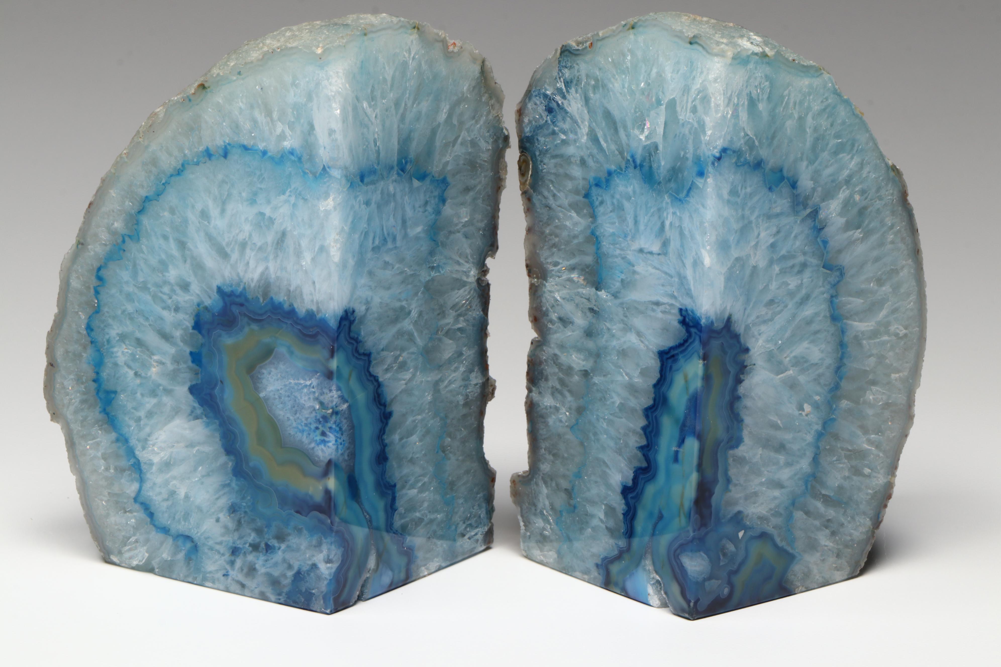Contemporary Dyed Agate Bookends