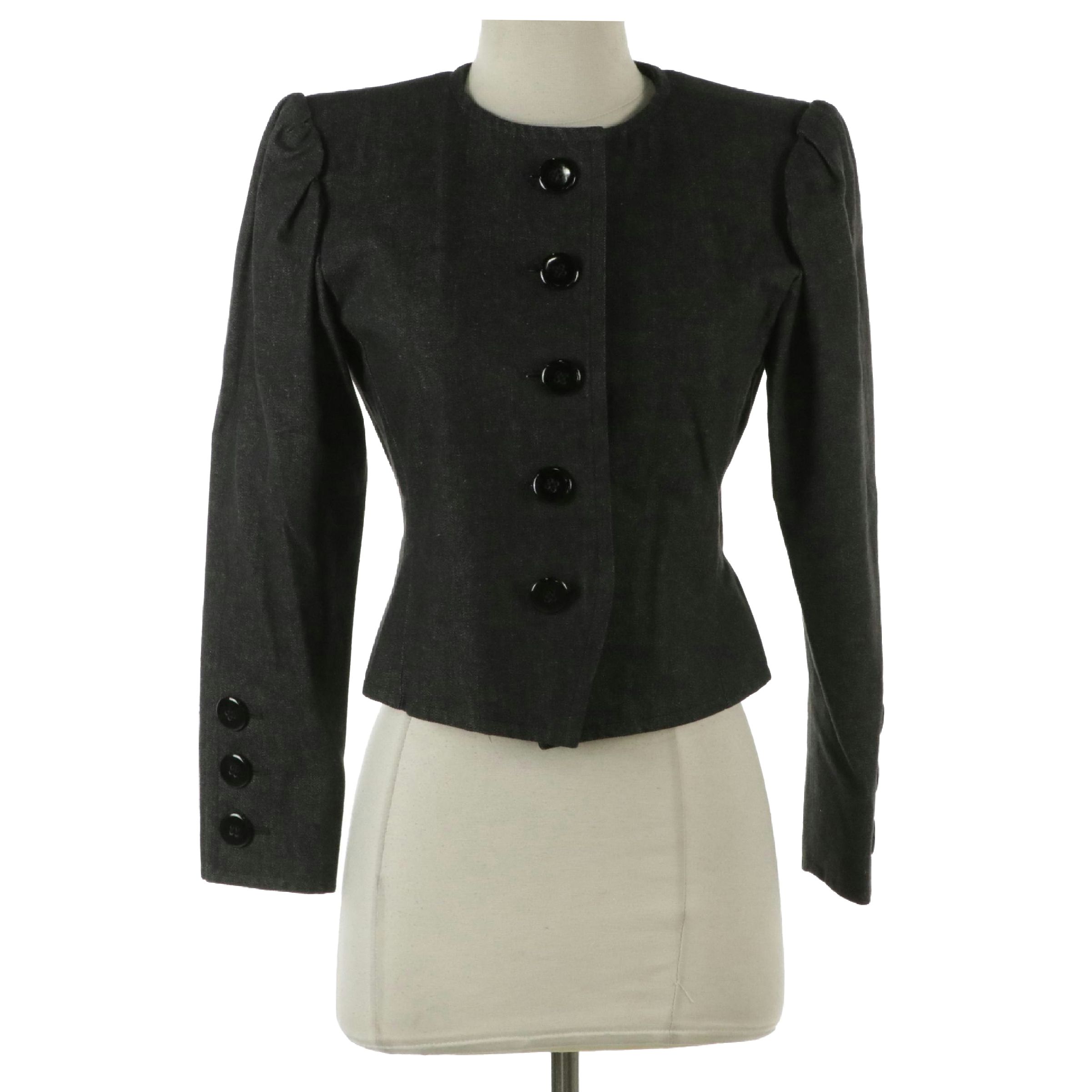 Yves Saint Laurent Rive Gauche Vintage Cropped Grey Denim Jacket