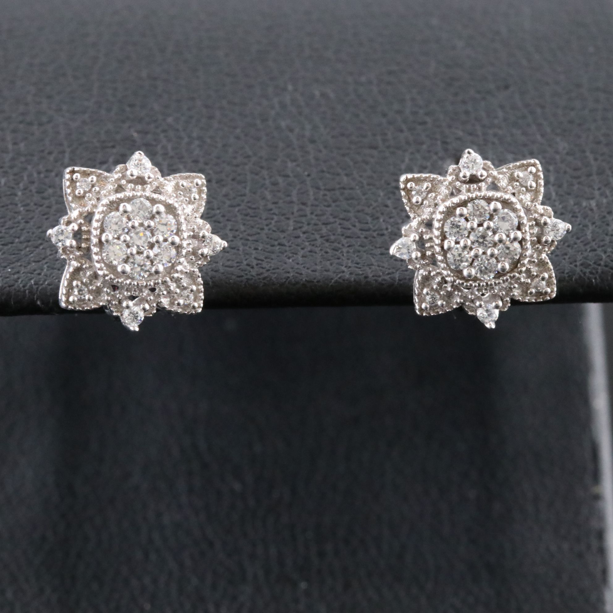 Sterling CZ Cluster Earrings