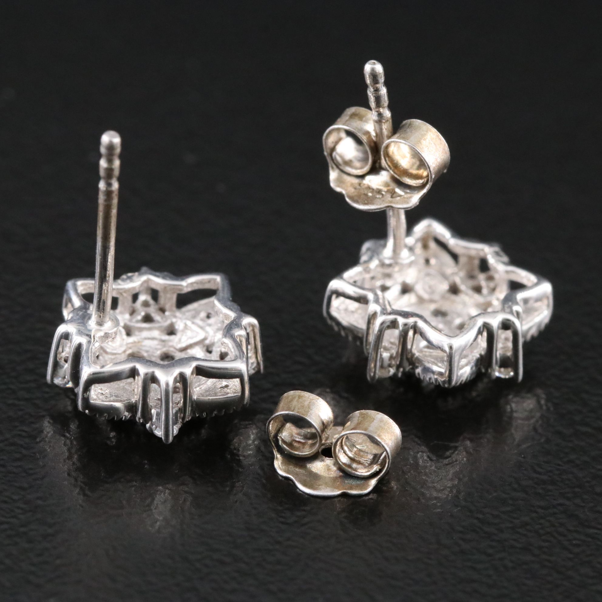 Sterling CZ Cluster Earrings