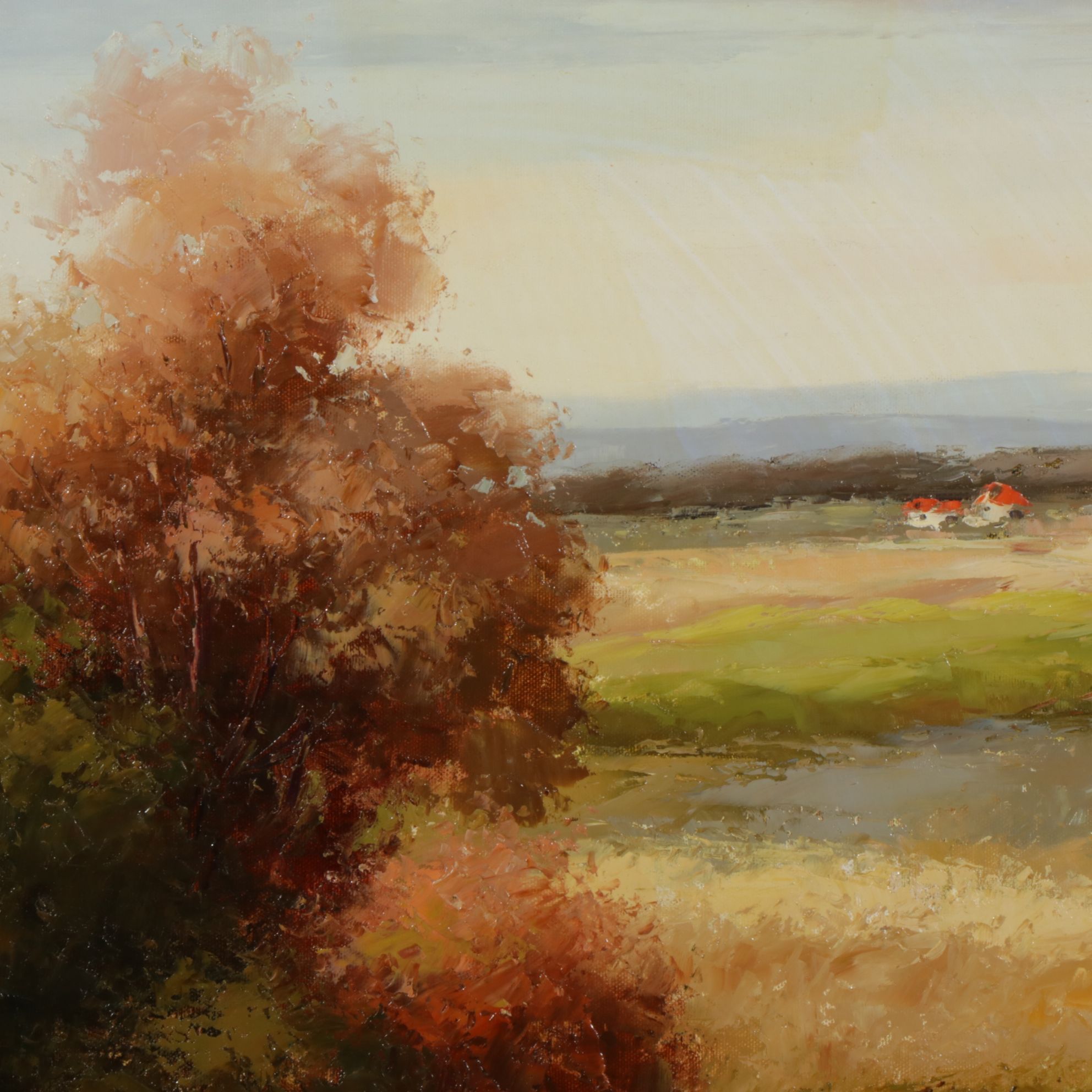 Schroter Large Scale Impressionist Wildflower Meadow Landscape Oil Painting