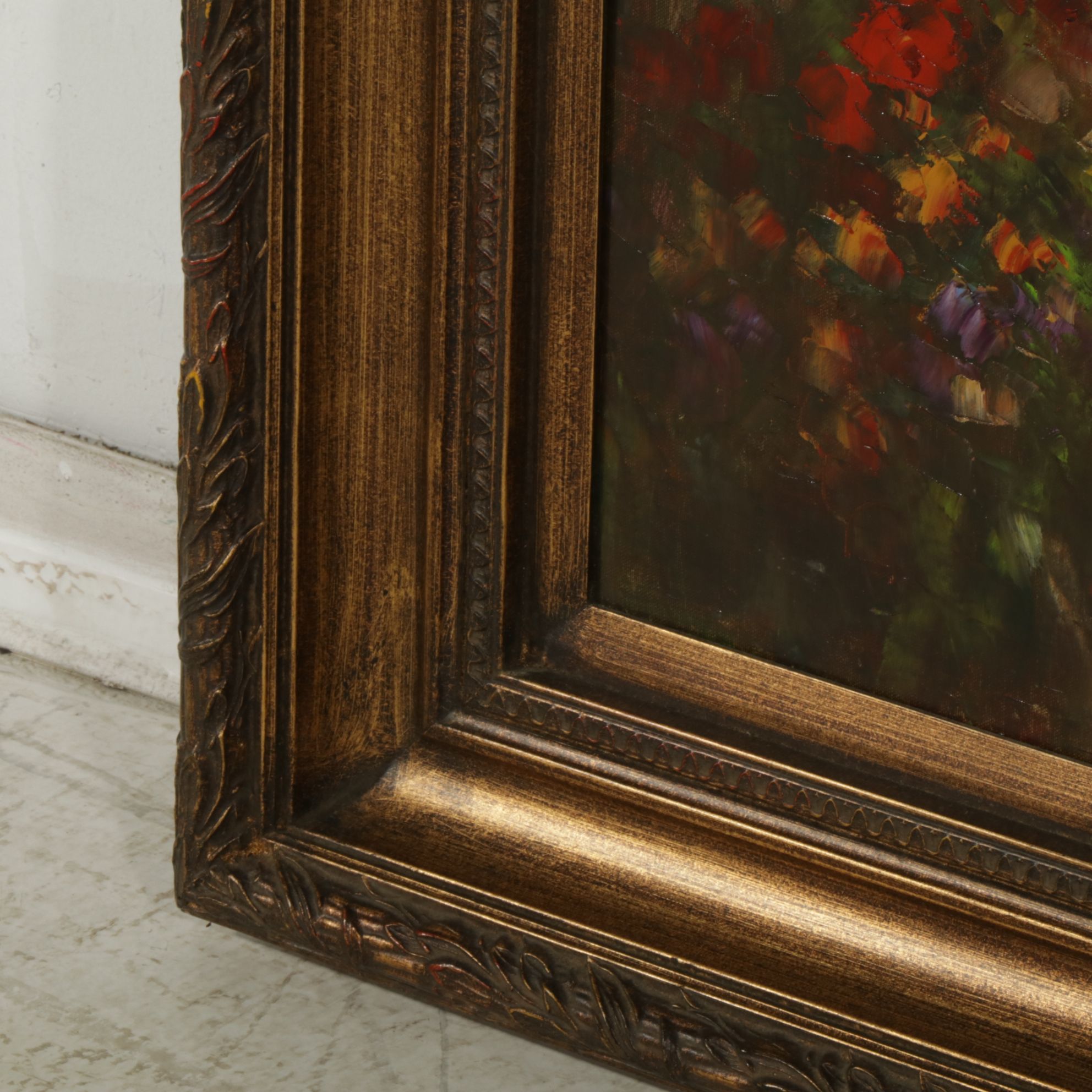 Schroter Large Scale Impressionist Wildflower Meadow Landscape Oil Painting